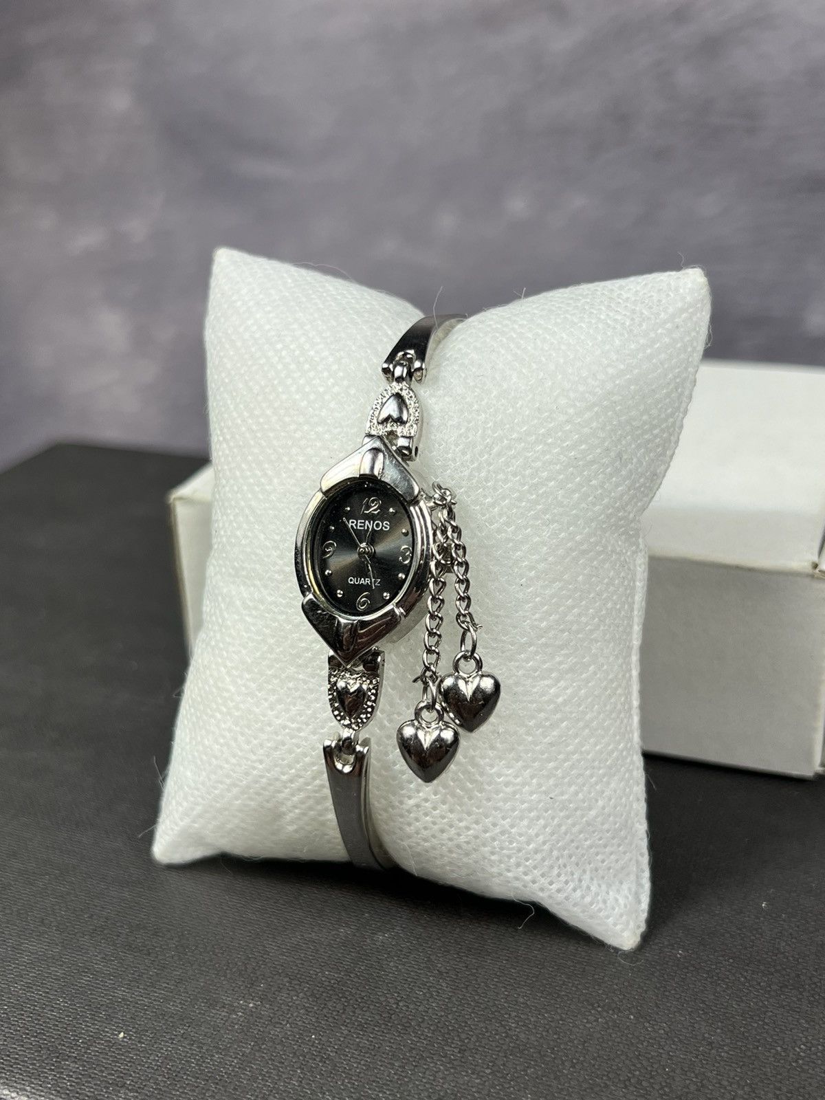 Sterling Silver Onyx Clover Bangle, Black Gemstone Clover