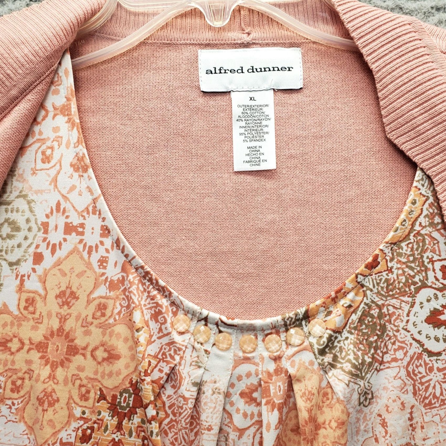 Vintage Alfred Dunner Cardigan Womens XL Pink Floral Pleat Edge Detail Sweater Size XL / US 12-14 / IT 48-50 - 6 Thumbnail