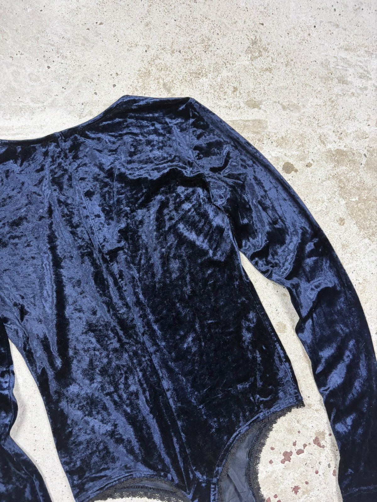 Jil Sander Vintage 90s Jil Sander + Navy Velvet V Neck Body Top Size M / US 6-8 / IT 42-44 - 16 Thumbnail