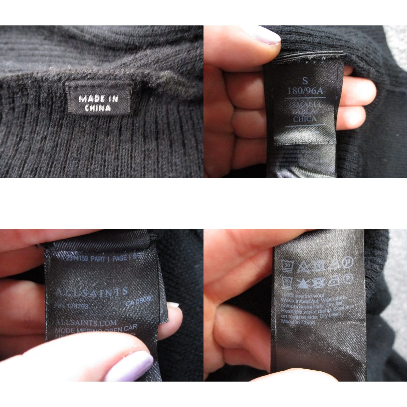 Allsaints All Saints Cardigan Sweater Womens S Black Merino Wool Wrap Open Casual Ribbed Size S / US 4 / IT 40 - 8 Thumbnail