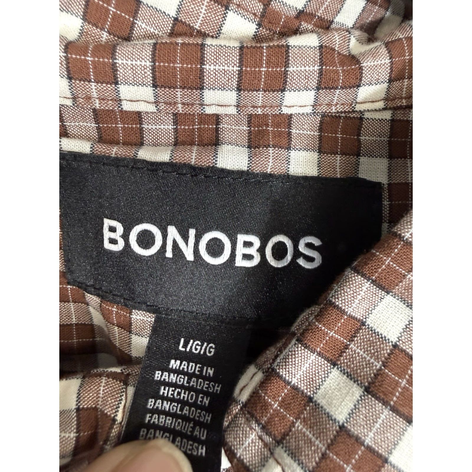 Bonobos Bonobos Shirt Men L Brown Check Long Sleeve 100% Cotton Button-Up NWT Size US L / EU 52-54 / 3 - 6 Thumbnail