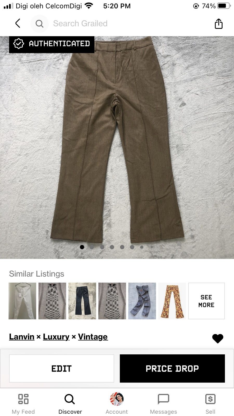 Lanvin LANVIN SPORT BOOTCUT CLASSIC RETRO PANT #6627-77 Size 29" - 11 Thumbnail