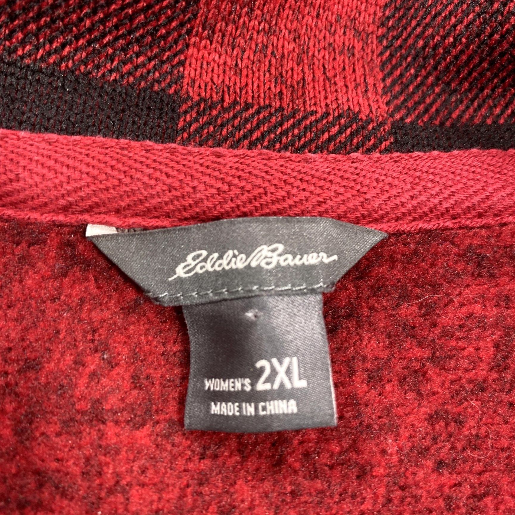 Eddie Bauer Eddie Bauer Sweater Womens 2XL Red Plaid Fleece Pullover Mock Neck Pockets Size XXL / US 16-18 / IT 52-54 - 3 Thumbnail