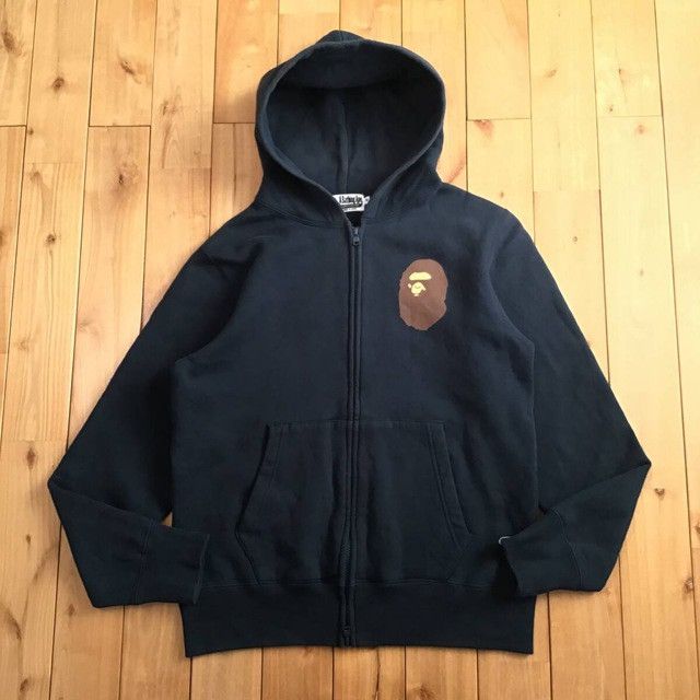 BAPE head logo zip hoodie Navy a bathing ape NIGO