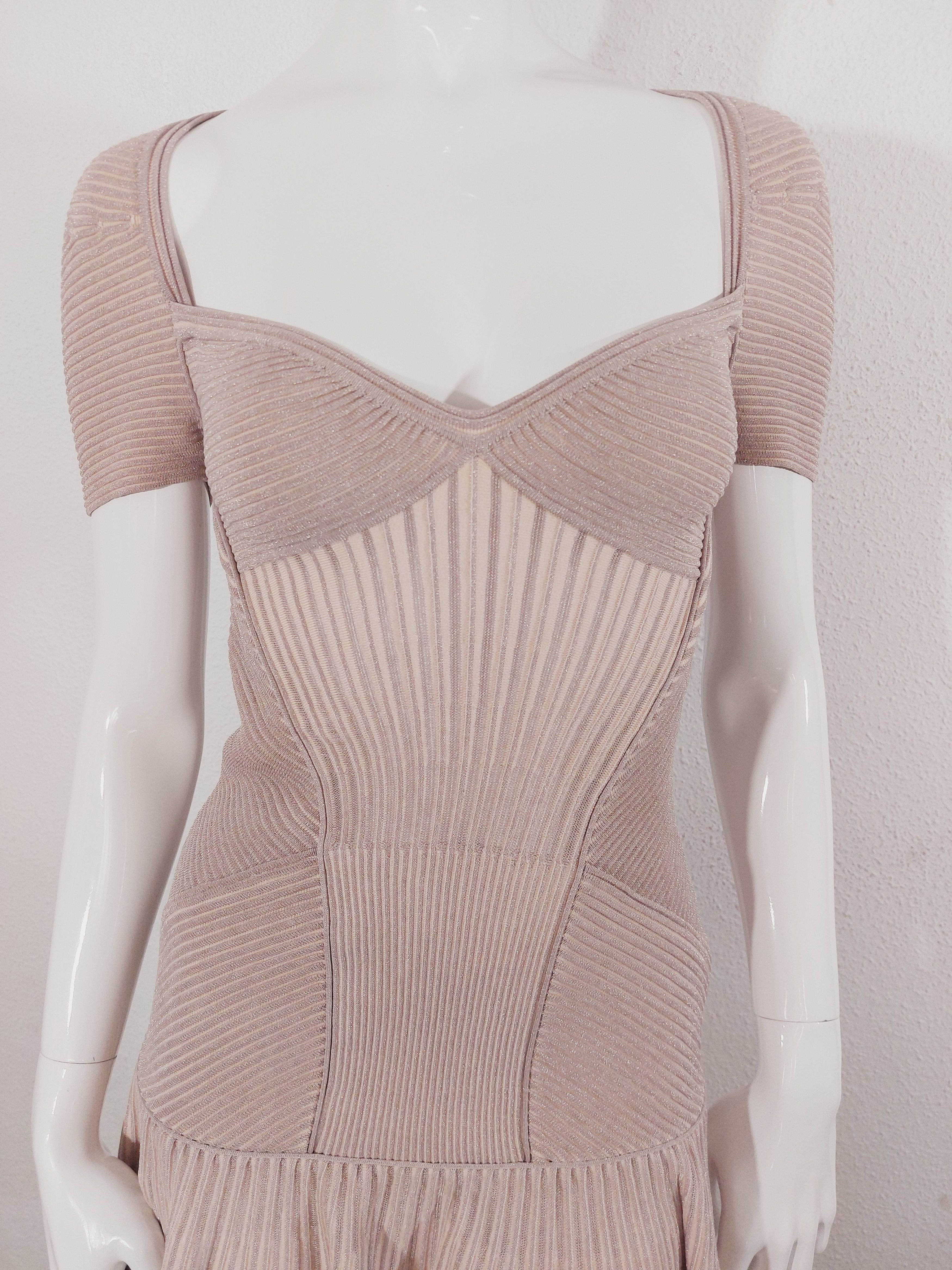 Alexander McQueen Alexander McQueen Corset Pink Pearl Metallic Mini Dress Size S / US 4 / IT 40 - 10 Thumbnail