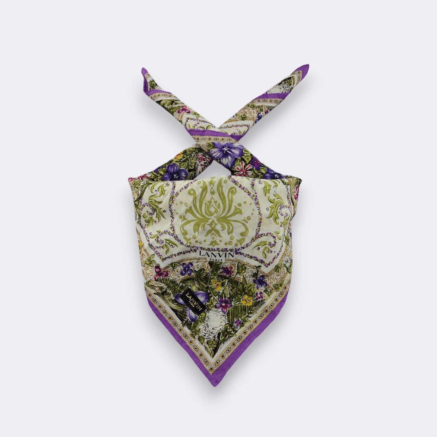 Lanvin Vintage Lanvin Paris Botanical Floral Cotton Handkerchief Size ONE SIZE - 2 Thumbnail