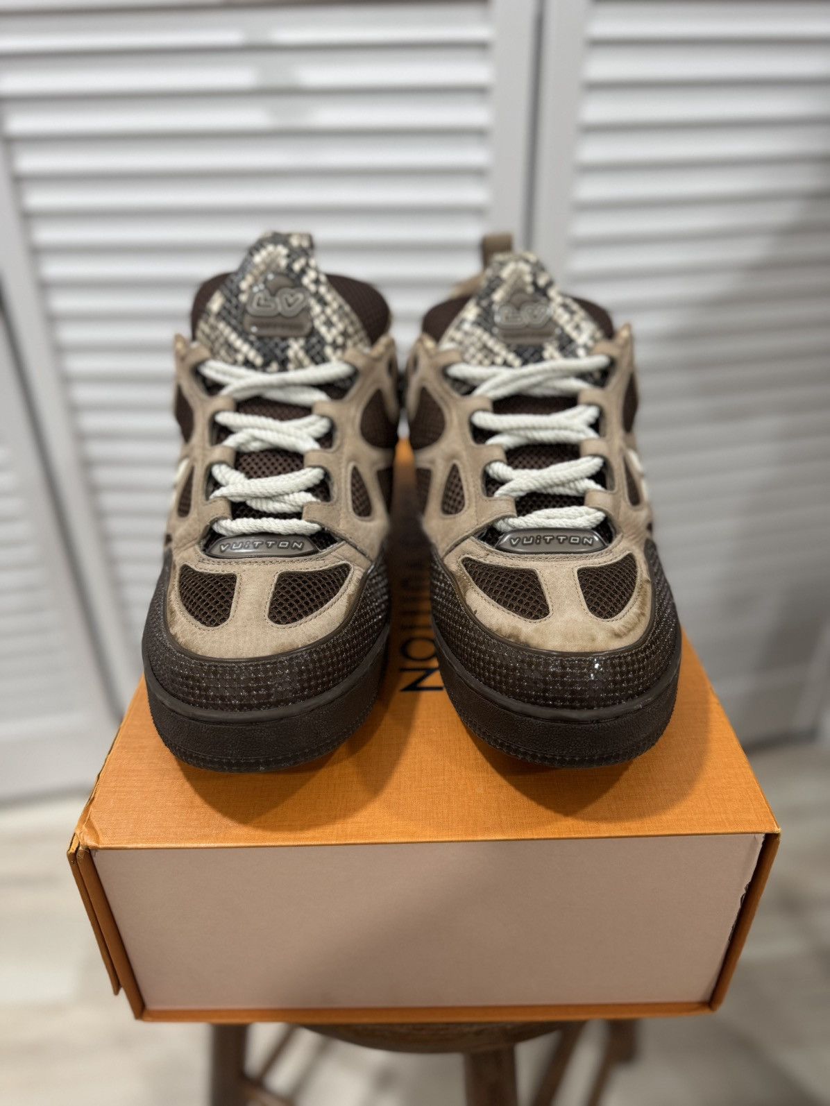 Louis Vuitton Louis Vuitton Skate Sneaker (Brown Snakeskin/White) Size US 11 / EU 44 - 1 Thumbnail
