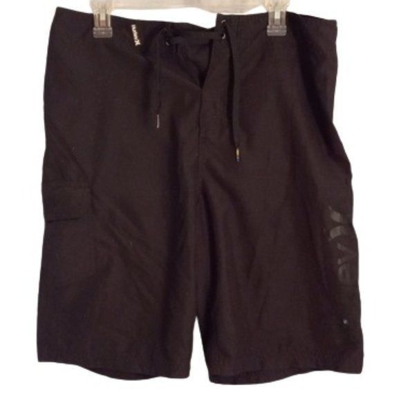 Hurley Hurley Size 34 Board Shorts Mens Black Drawstring Cargo Pock Size US 34 / EU 50 - 1 Thumbnail