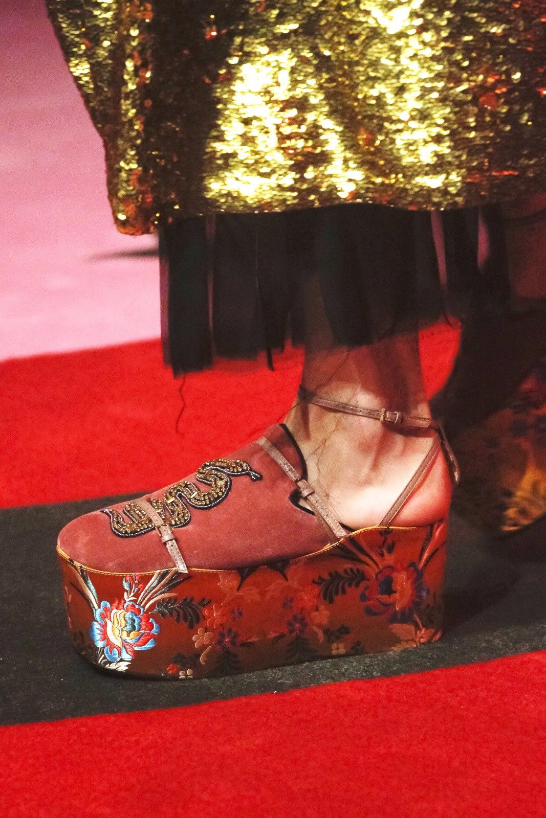 Gucci Gucci Runway Two Way Kingsnake Velvet Mules Size US 6 / IT 36 - 1 Thumbnail