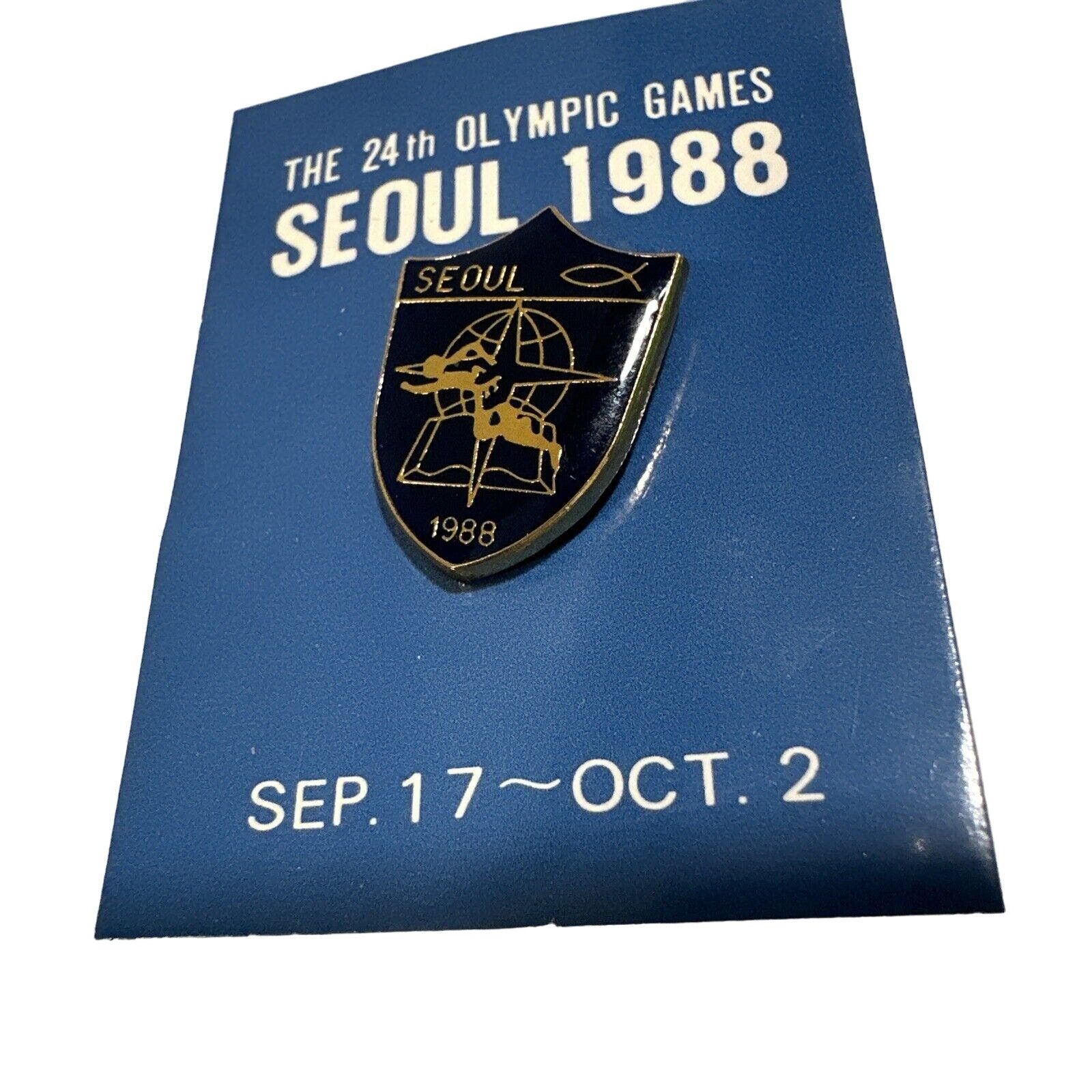 Vintage The 24th Olympic Games Seoul 1988 lapel Brooch Hat Coat Pin Size ONE SIZE - 1 Thumbnail