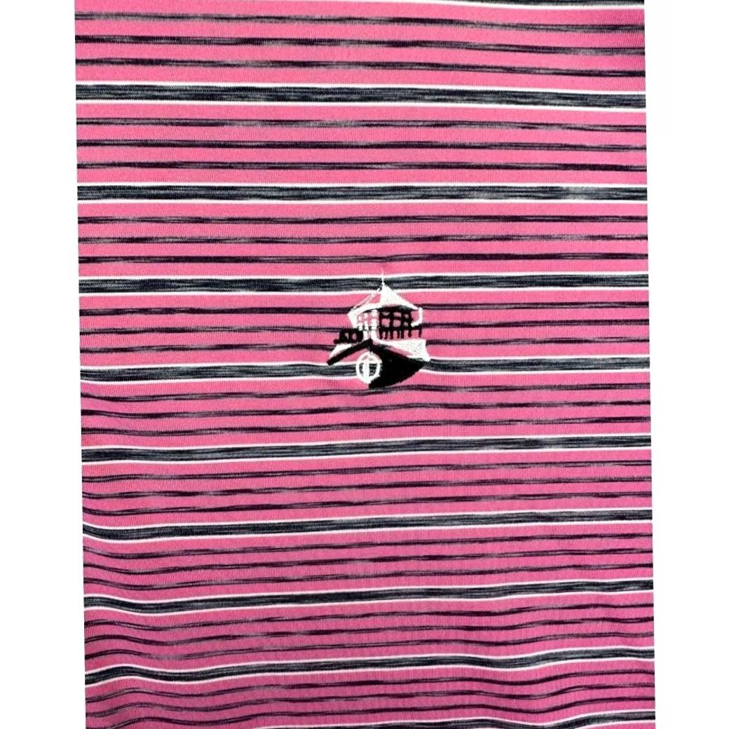 Footjoy FootJoy FJ Polo Shirt Mens Large Pink Grey Striped Short Sleeve Golf Rugby Breathable Lightweight Stretch Collared Athletic Pre-Owned Good Size US L / EU 52-54 / 3 - 5 Thumbnail