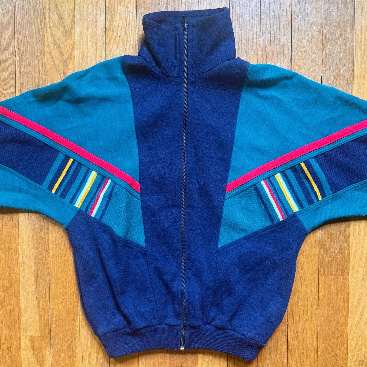 Other Vintage 1980’s Ema Knit Zip-up Track Jacket Sweatshirt Size M / US 6-8 / IT 42-44 - 2 Thumbnail