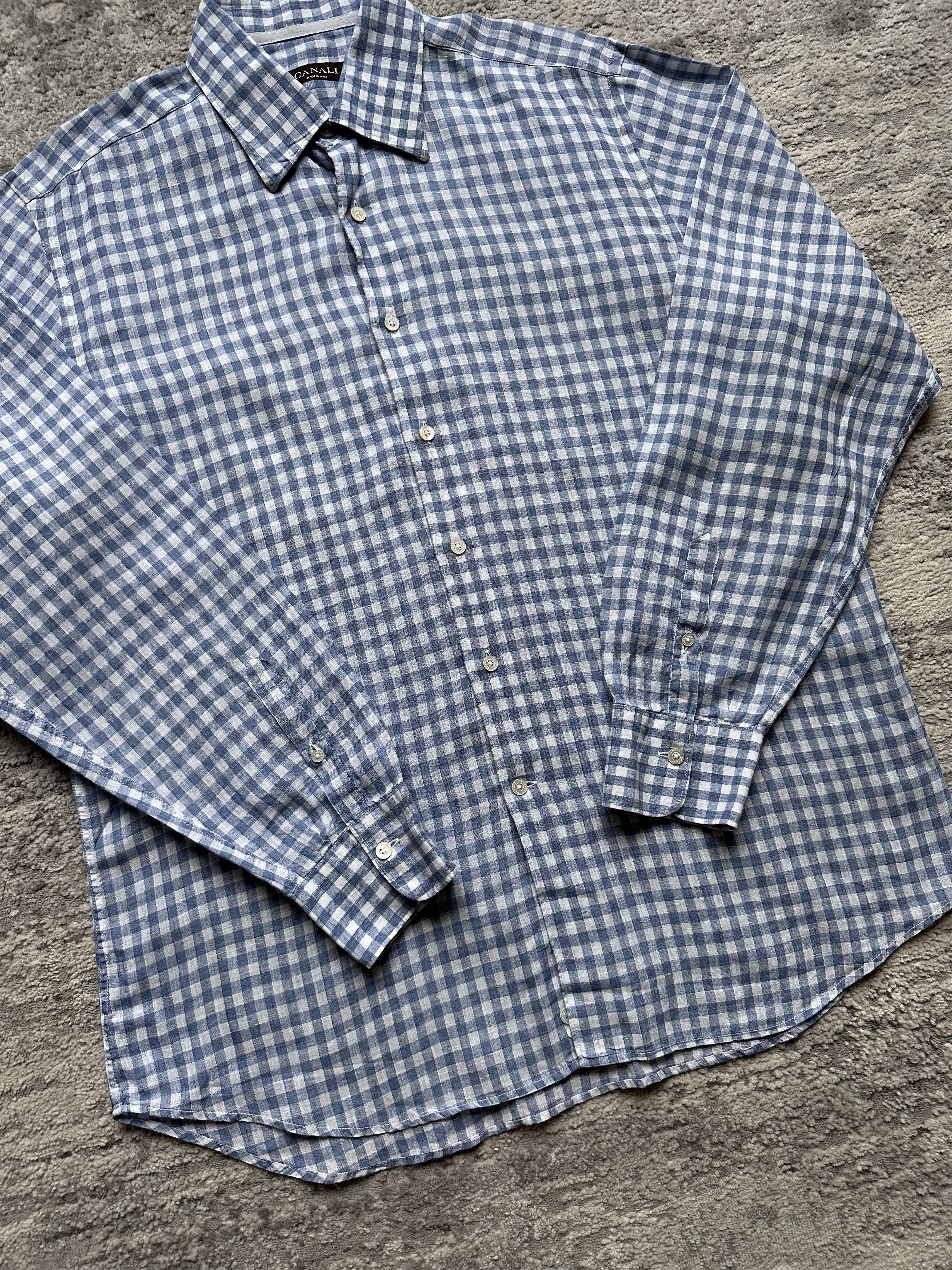 Canali Canali linen shirt Size US XL / EU 56 / 4 - 2 Thumbnail