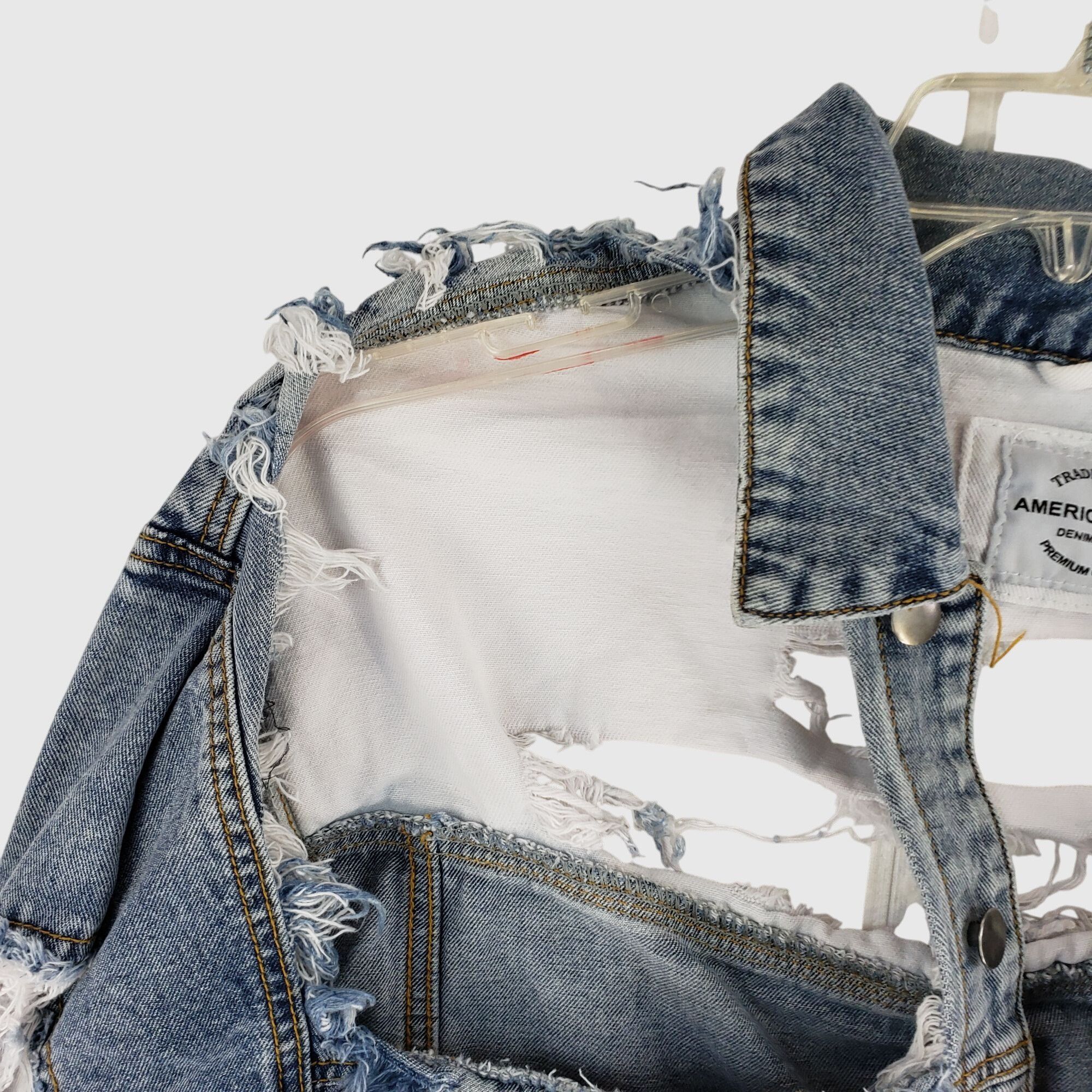 Other American Bazi Womens Cropped Distressed Denim Jacket Sz S Size S / US 4 / IT 40 - 9 Thumbnail