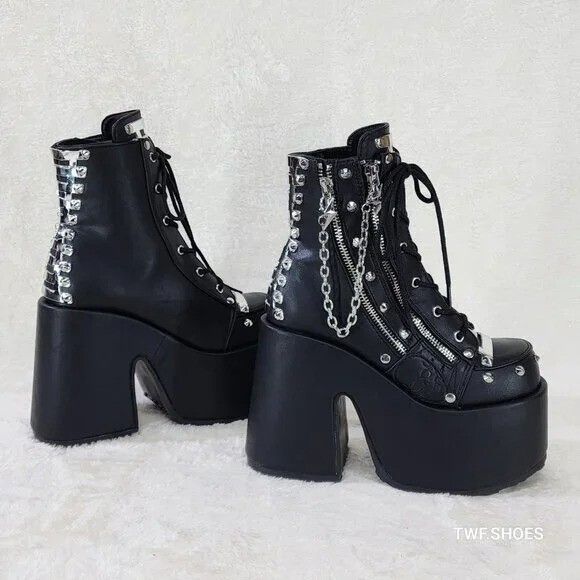 Other DEMONIA Camel 208 Stacked Black Platform Goth Punk Chain Cha Size US 6 / IT 36 - 6 Thumbnail