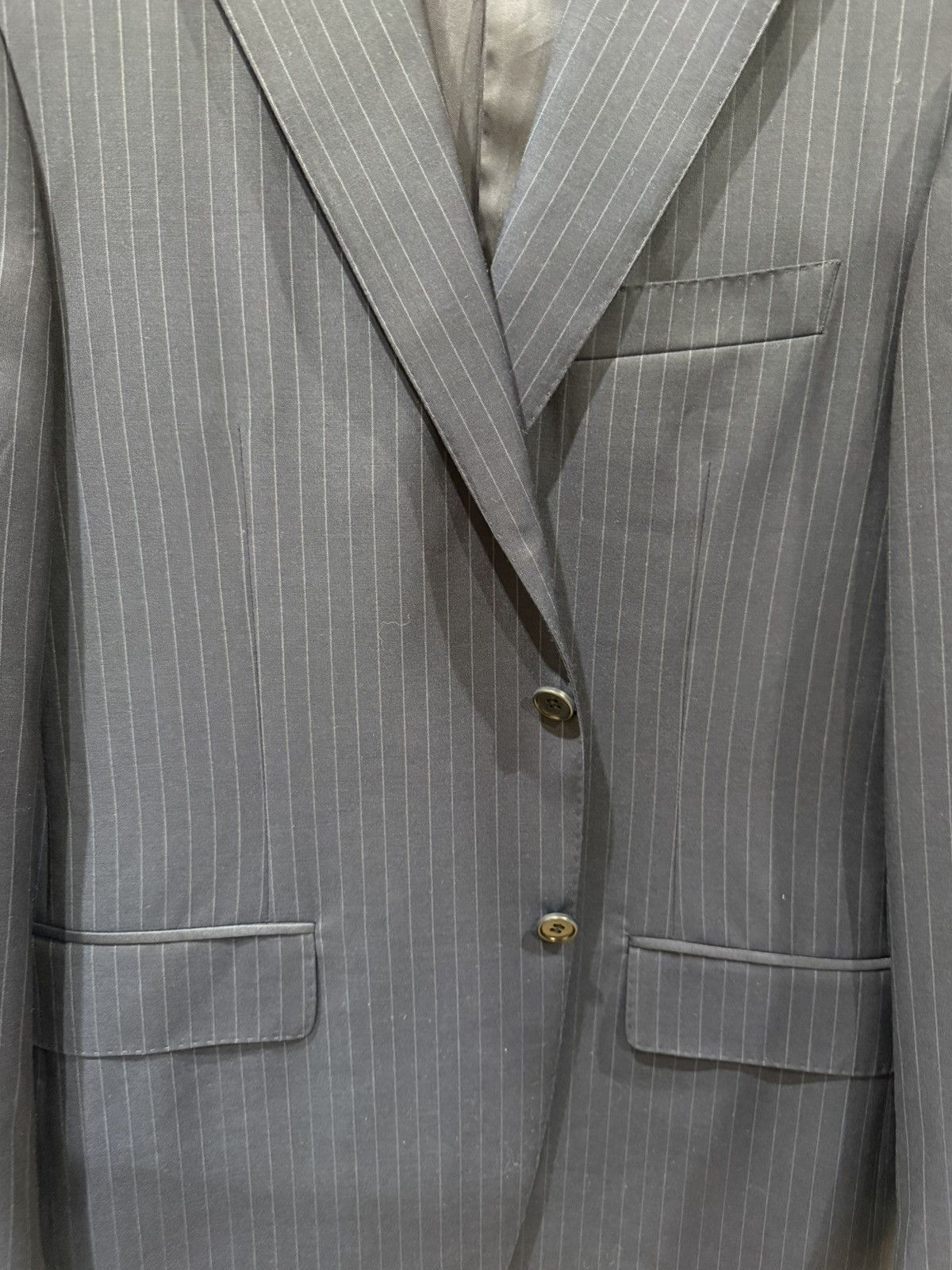 Canali Canali Navy Pinstripe Wool Blazer Made in Italy Size 50 Size 50R - 3 Thumbnail