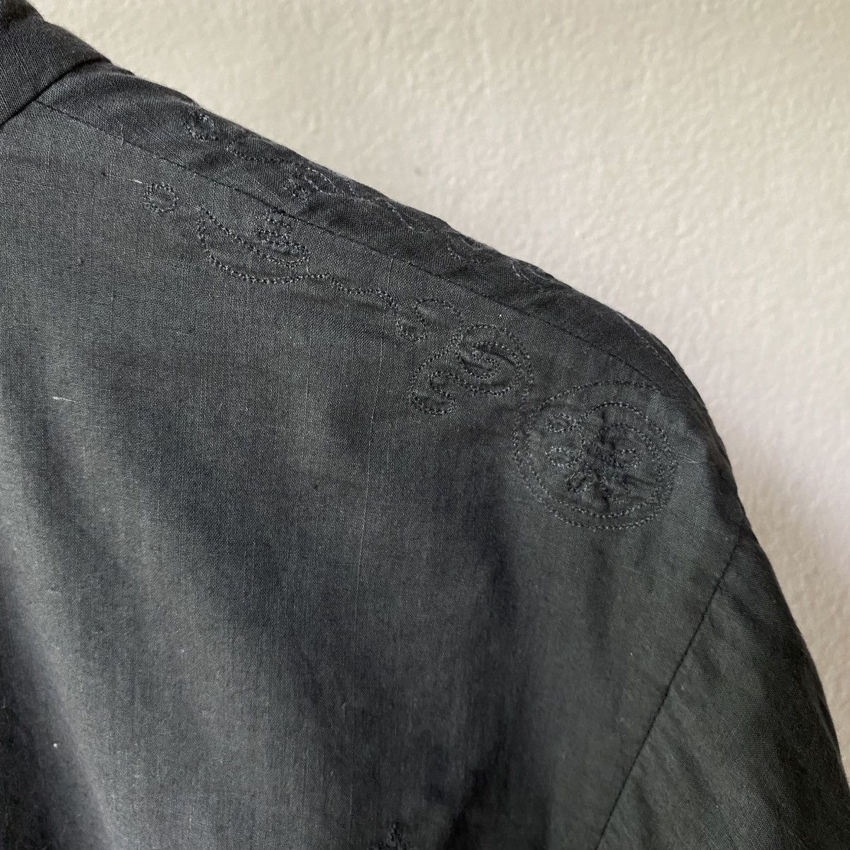 Issey Miyake Haath Dark Teal Embroidered Mandarin Shirt Size XS / US 0-2 / IT 36-38 - 14 Thumbnail