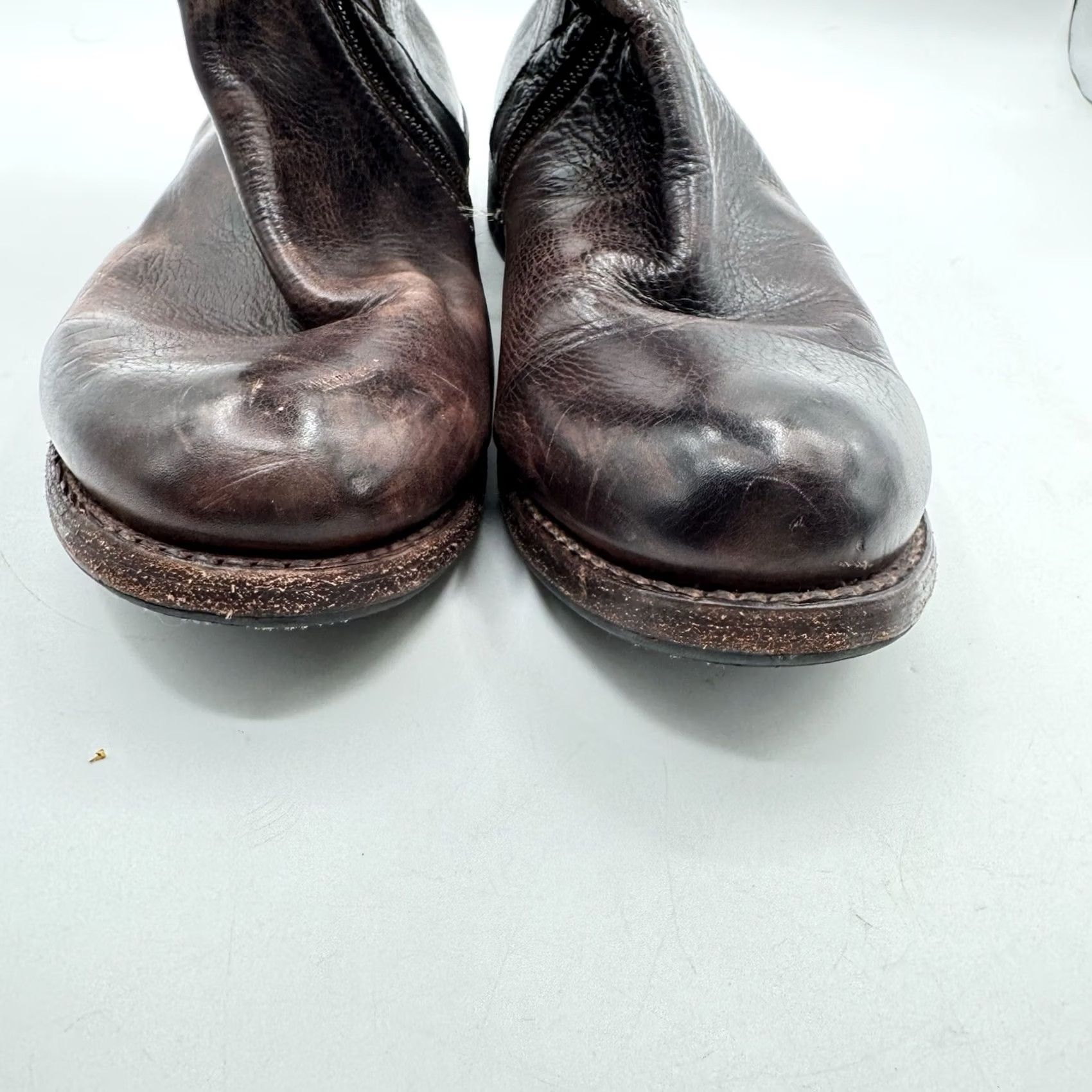 Bed Stu Bed Stu Manchester Boots 9.5 Leather Knee High Riding Boot Brown Black Distressed Zip Leather Shaft Regular Calf Women Block Heel Vintage No N/A Size US 10 / IT 40 - 7 Thumbnail