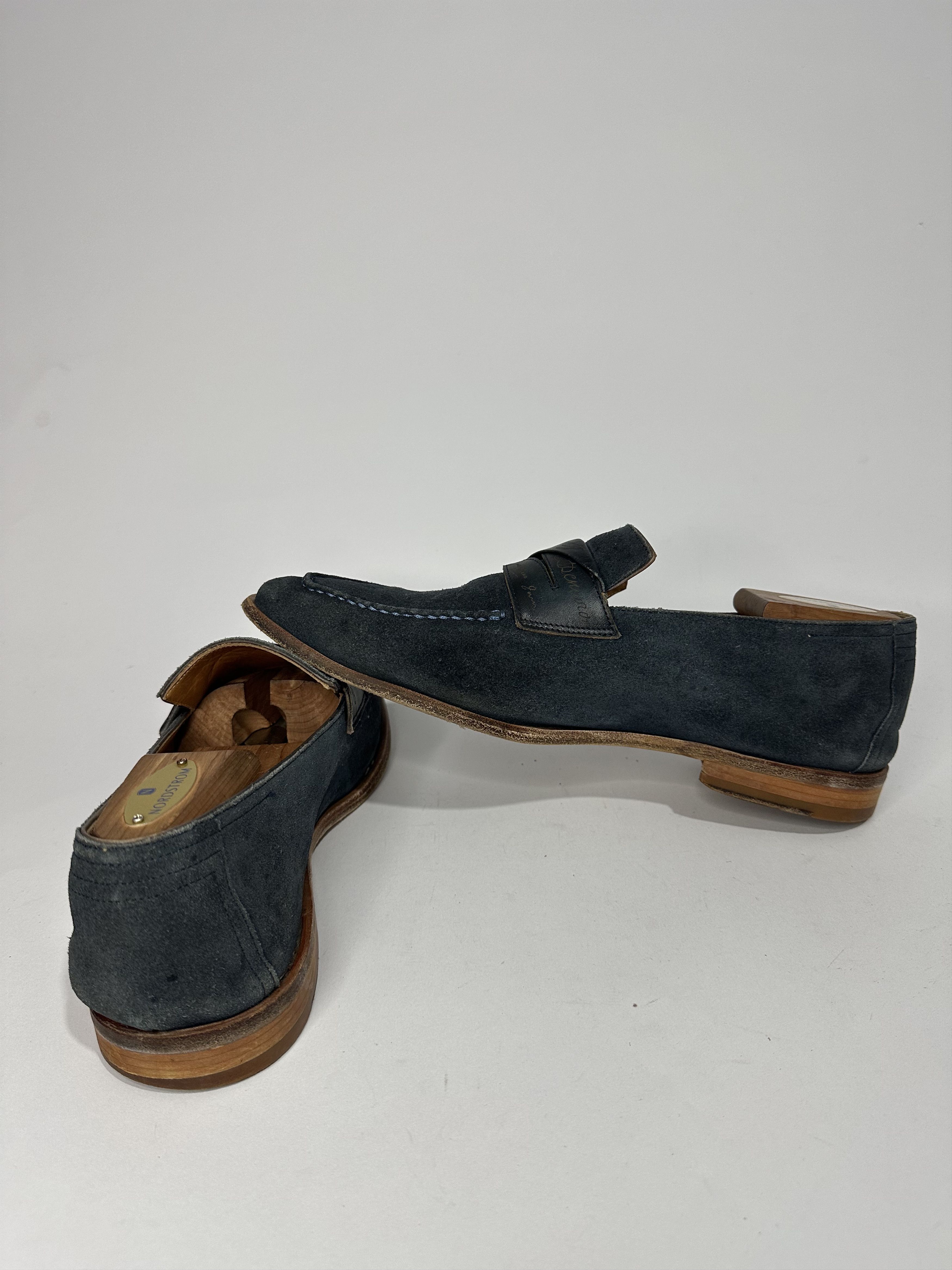 Berluti Berluti Lorenzo Scritto Blue Suede Trimmed Loafers Size US 8.5 / EU 41-42 - 4 Thumbnail