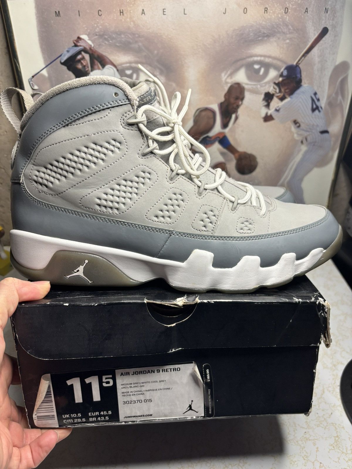 Jordan Brand Air Jordan 9 Retro 2012 Cool Grey 2012 Size US 11.5 / EU 44-45 - 1 Thumbnail