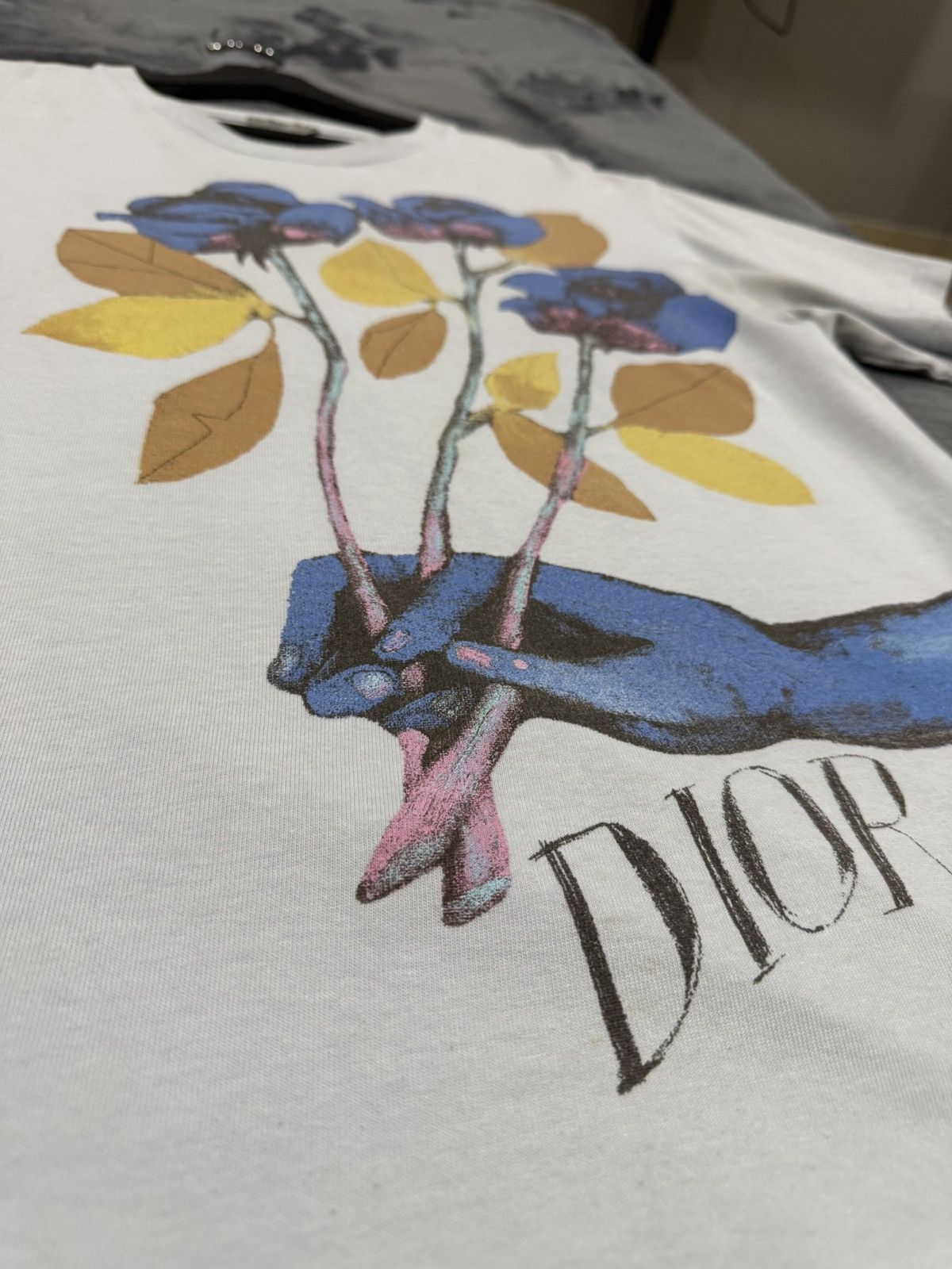 Dior X Alex Fonton Blue Flower Tshirt