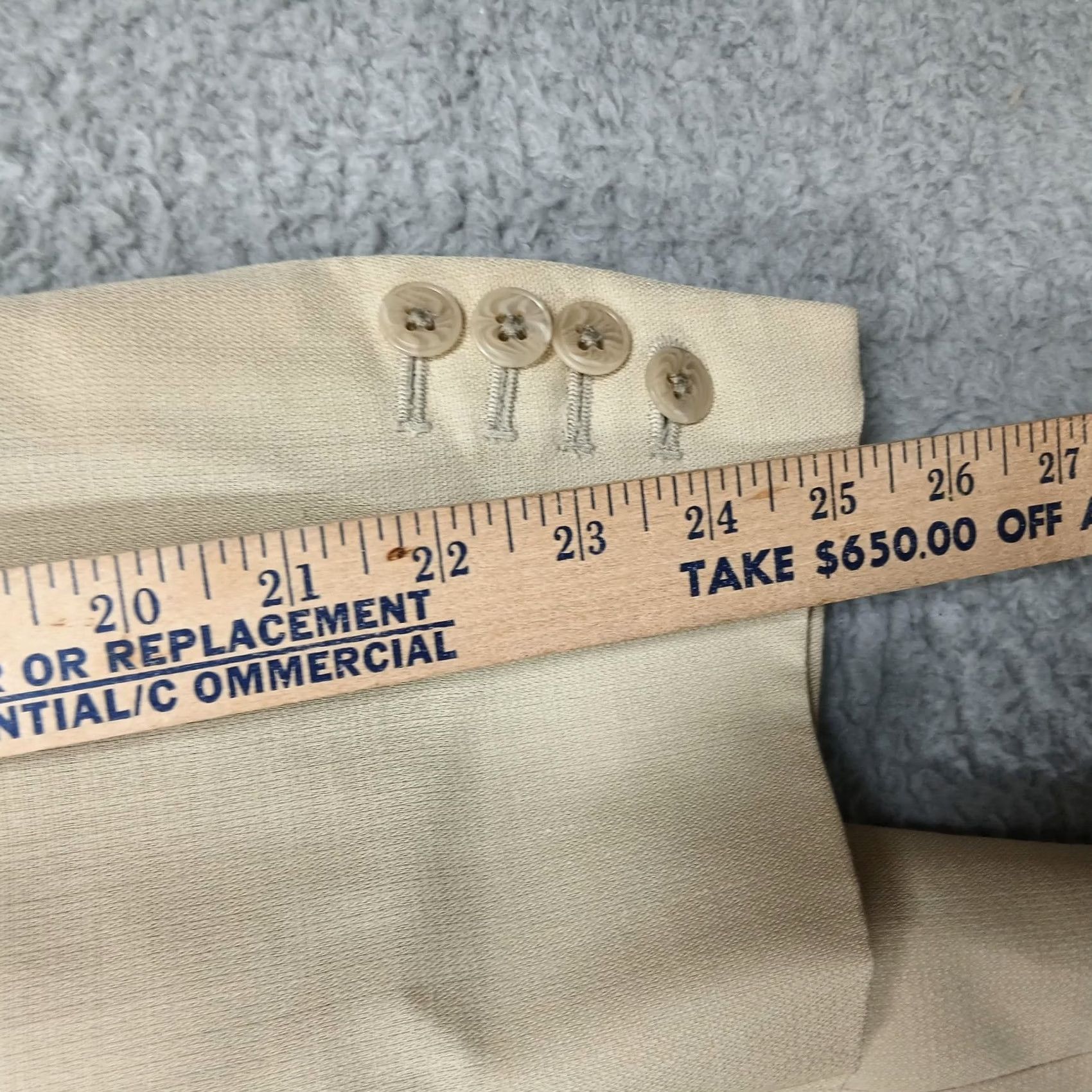 Tallia Tallia Sport Coat Mens 46 Wool Silk Linen Blazer Italy Two Button Notch Lapel Beige Solid Silk Lining Regular Jacket/Coat Length 2 Piece Mens Size 46R - 6 Thumbnail