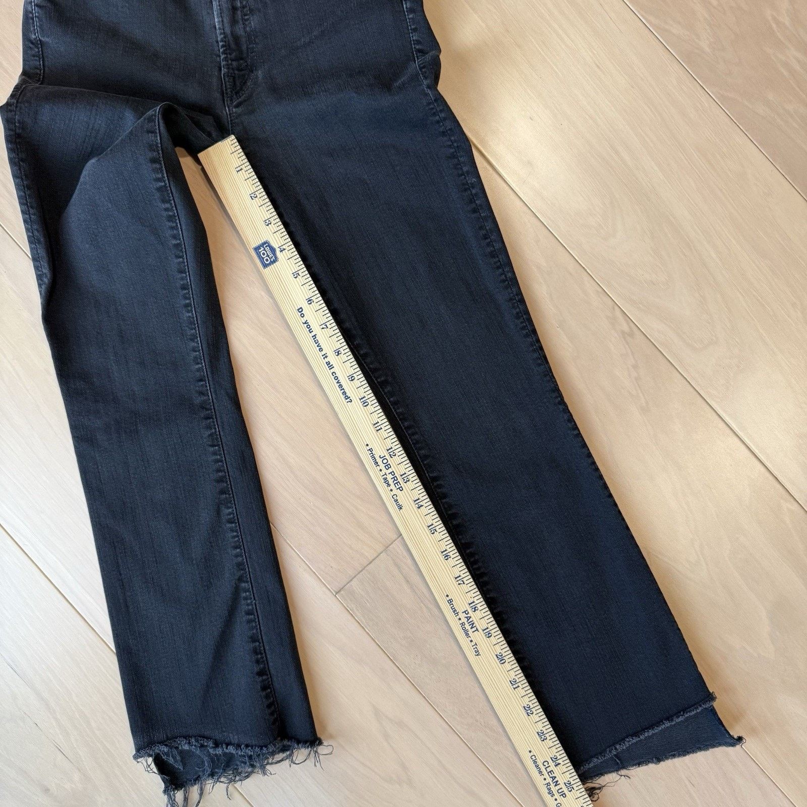 MOTHER Mother Insider Crop Step Fray Jeans Women's 24 Black Boho Size 24" / US 00 / IT 34 - 8 Thumbnail
