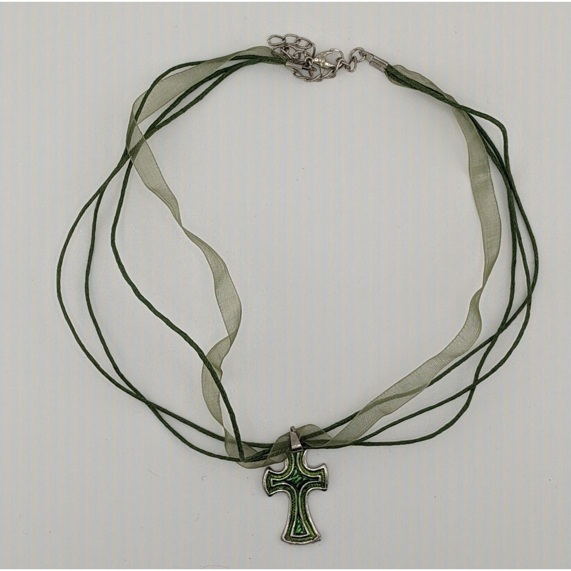 Other Whimsygoth Religious Green Cross Pendant Necklace Size ONE SIZE - 4 Thumbnail