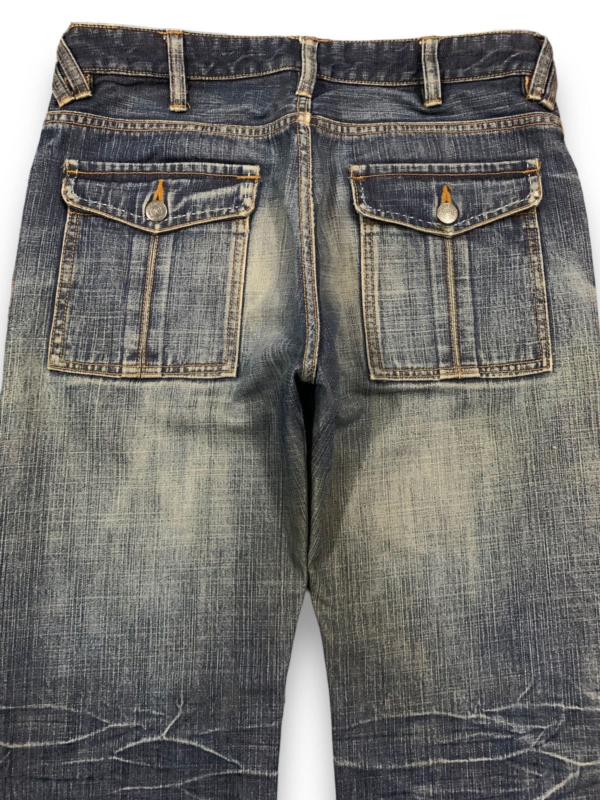 Japanese Brand Vintage Distinction Stitched Mud Wash Loose Fit Grunge Jeans Size US 30 / EU 46 - 13 Thumbnail