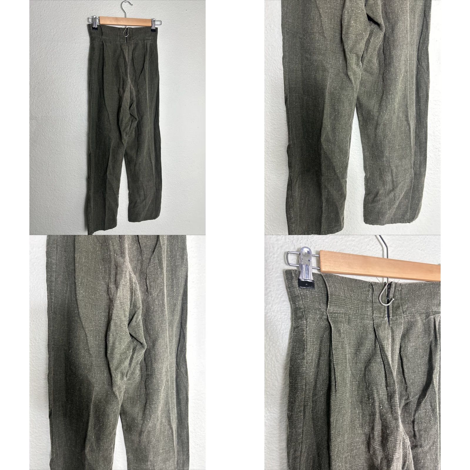 PrettyLittleThing PRETTYLITTLETHING Womens Pants Olive Linen Blend Zip Back 2 Green 24x26 Bloomer Size 26" / US 2 / IT 38 - 8 Thumbnail