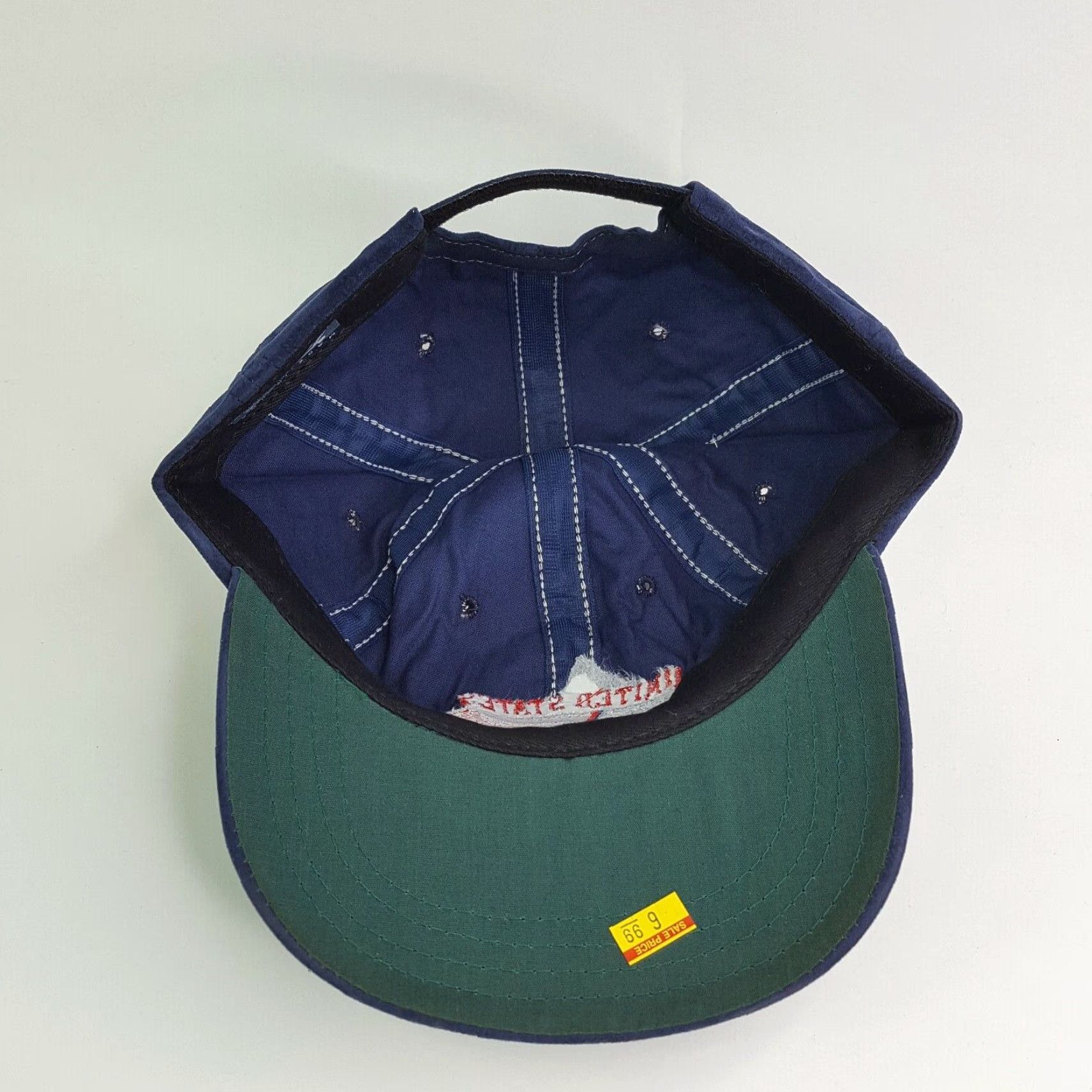 Velour VINTAGE United States Of America USA Velour Flag Snapback Hat Baseball Cap Retro Town Talk Blue Adjustable Hat Mens Size ONE SIZE - 7 Thumbnail