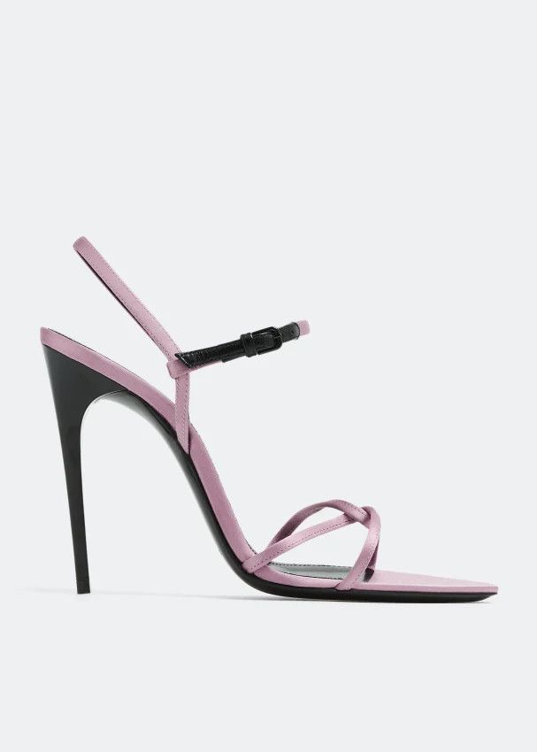 Saint Laurent Paris o1s1wg111024 Clara Sandals in Silk Satin in Pink Size US 8.5 / IT 38.5 - 1 Thumbnail