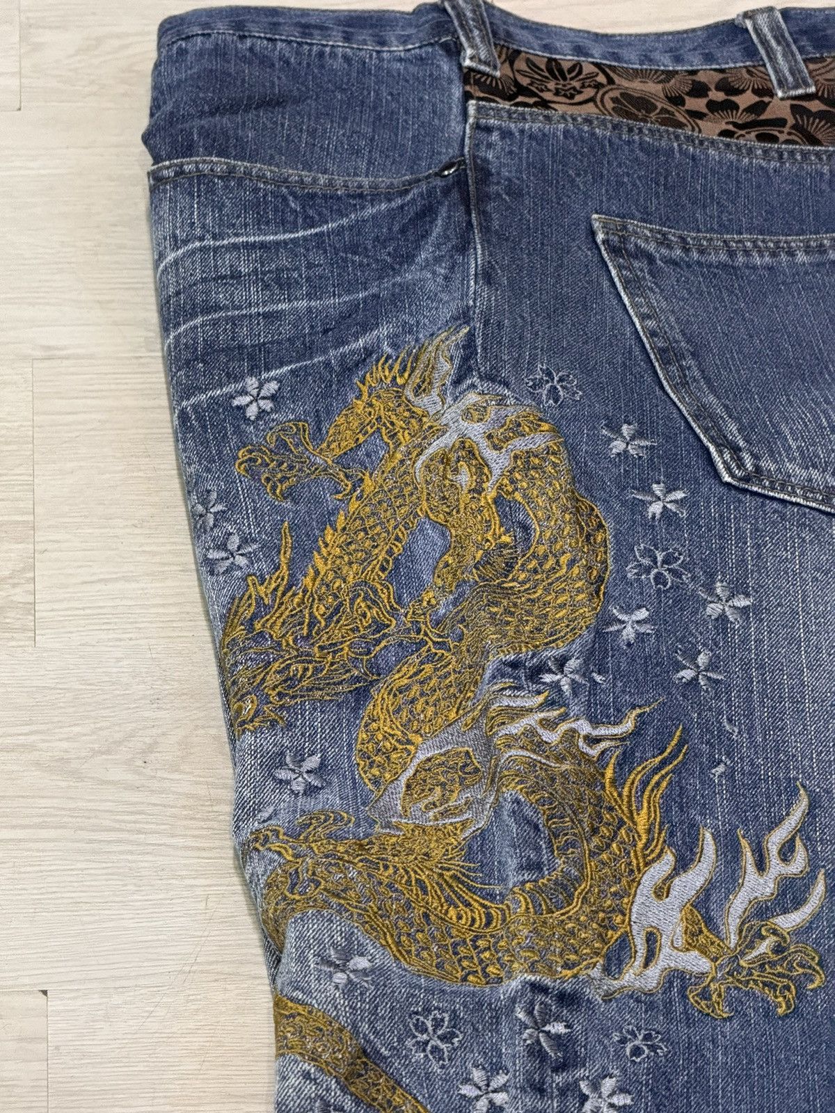 Japanese Brand Koi Dragon Sukajan Japan Jeans Embroidered Size 42” Size US 42 / EU 58 - 1 Thumbnail