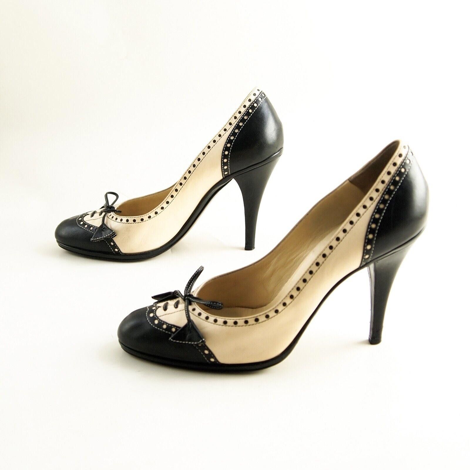 Moschino Moschino Heels Black Ivory Leather Womens US 8 EU 38 Size US 8 / IT 38 - 2 Thumbnail