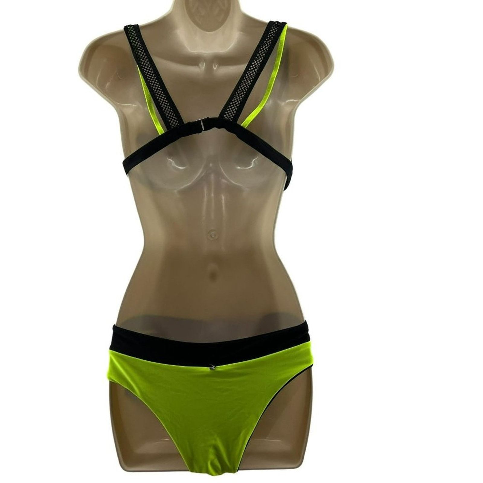 Fabletics Fabletics Neon Yellow Mesh Top Reversible Bottom Bikini Set Size M / US 6-8 / IT 42-44 - 6 Thumbnail