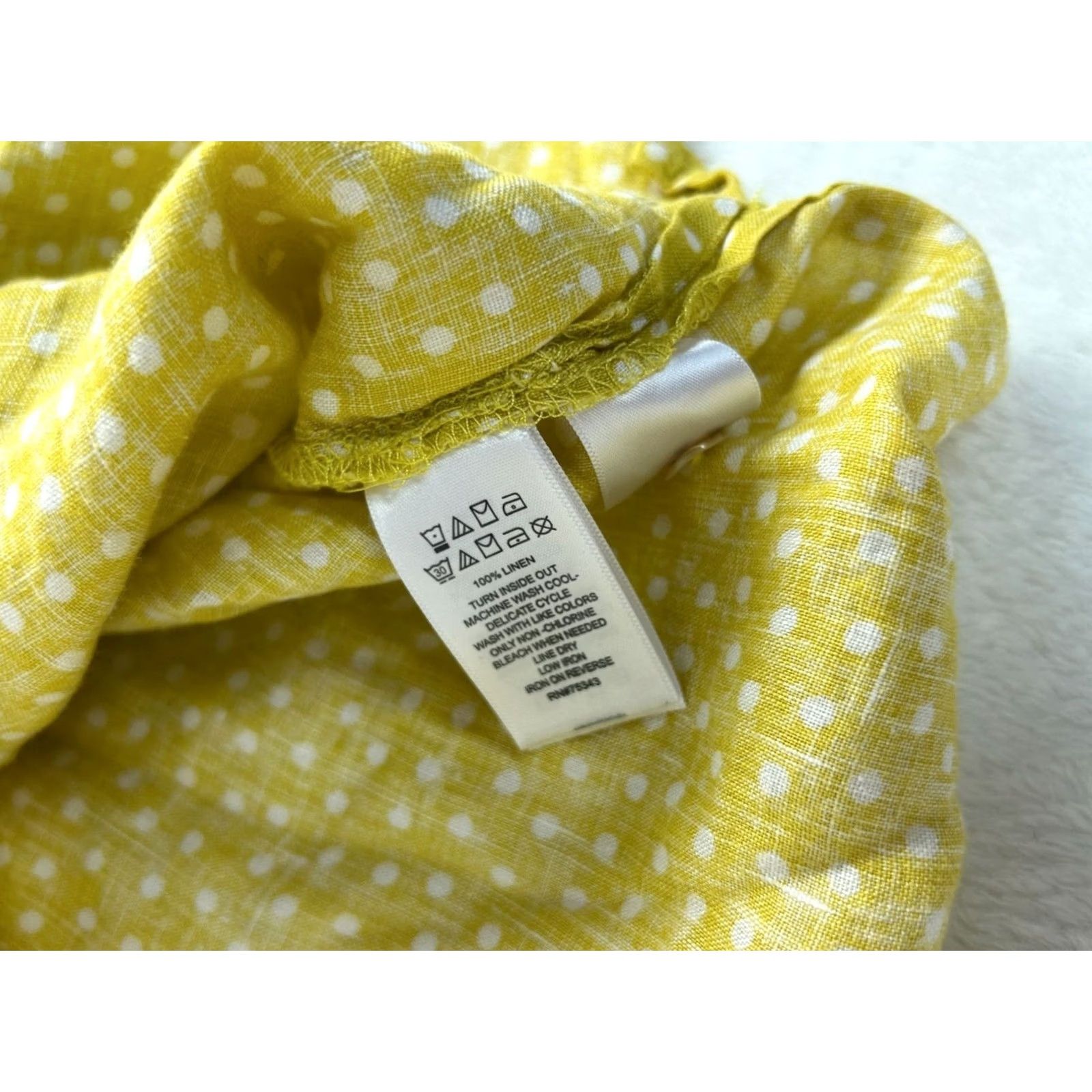 Rachel Zoe Rachel Zoe Womens Yellow White Polka Dot Linen Button-Down Blouse Shirt Small Size S / US 4 / IT 40 - 5 Thumbnail