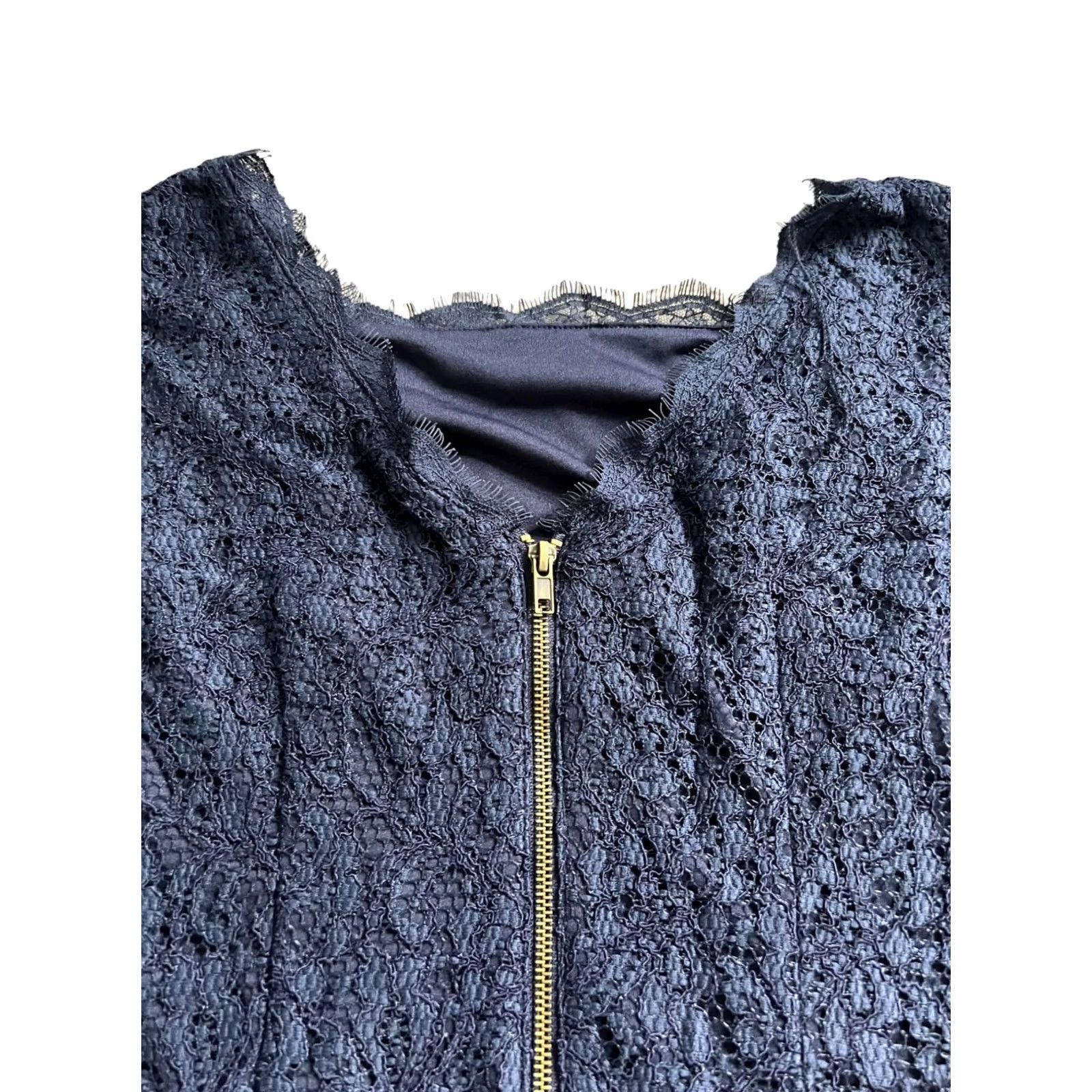 Adrianna Papell Adrianna Papell Dress Womens Size 10 Black Lace Sheath 3/4 Sleeve Full Back Zip Size L / US 10 / IT 46 - 7 Thumbnail