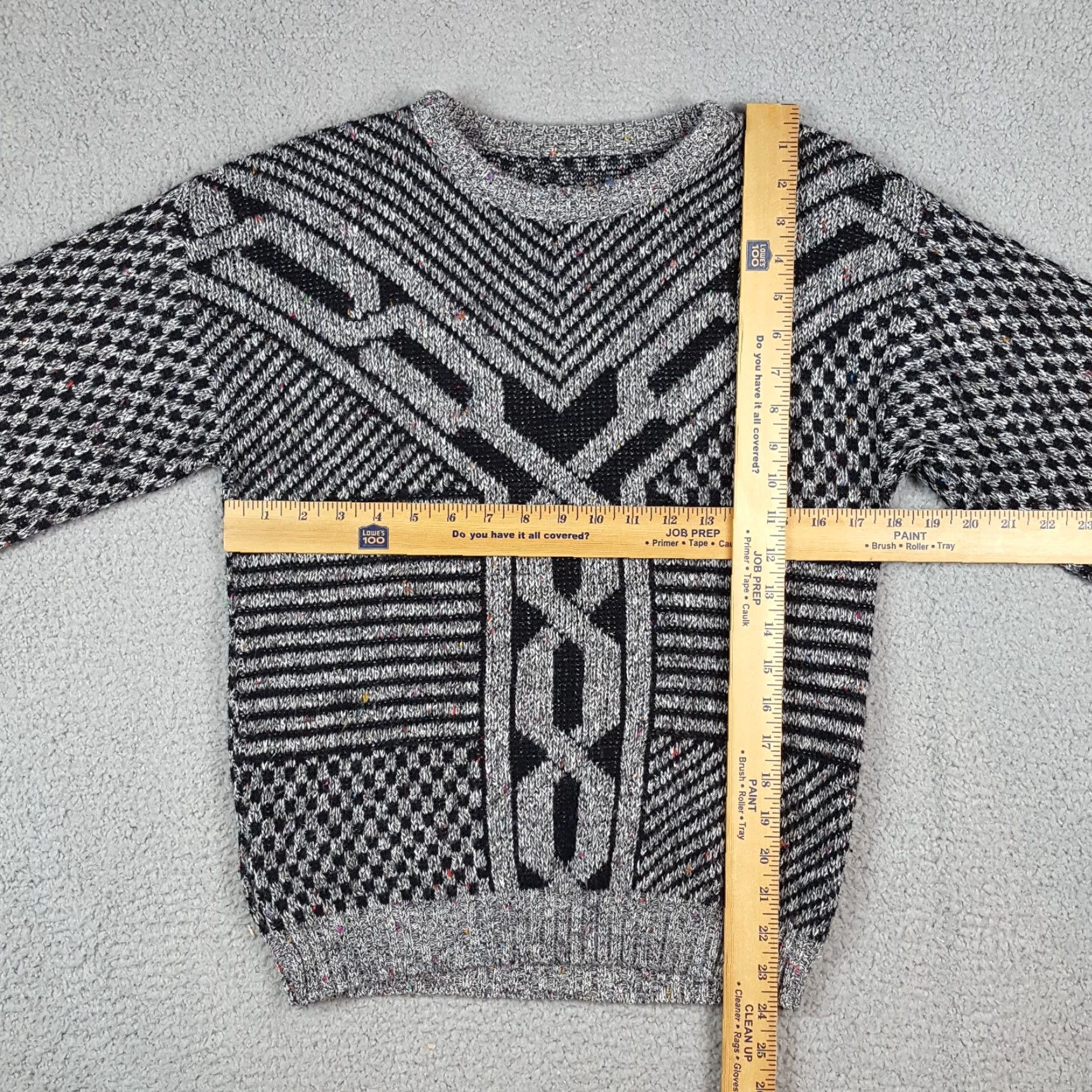 Vintage Vintage Women's Pullover Sweater Knit 80s Preppy Geometric Acid Wash Gray Size M Size M / US 6-8 / IT 42-44 - 6 Thumbnail