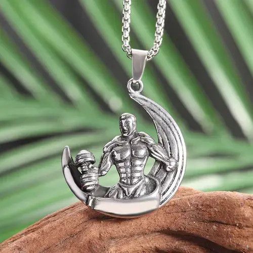 Jewelry × Vintage Moon Gym Muscle Men Necklace Size ONE SIZE - 4 Thumbnail