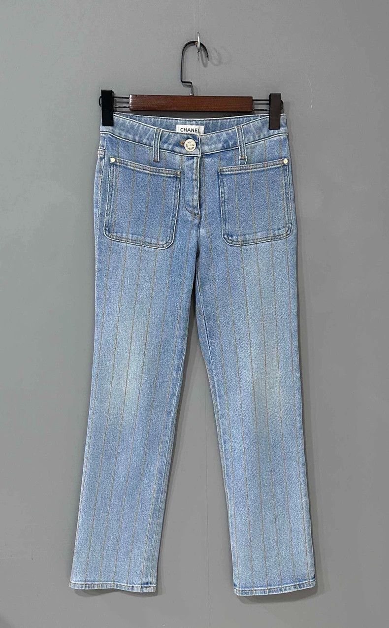 Chanel 20p striped light blue jeans 2504-Nextarrow