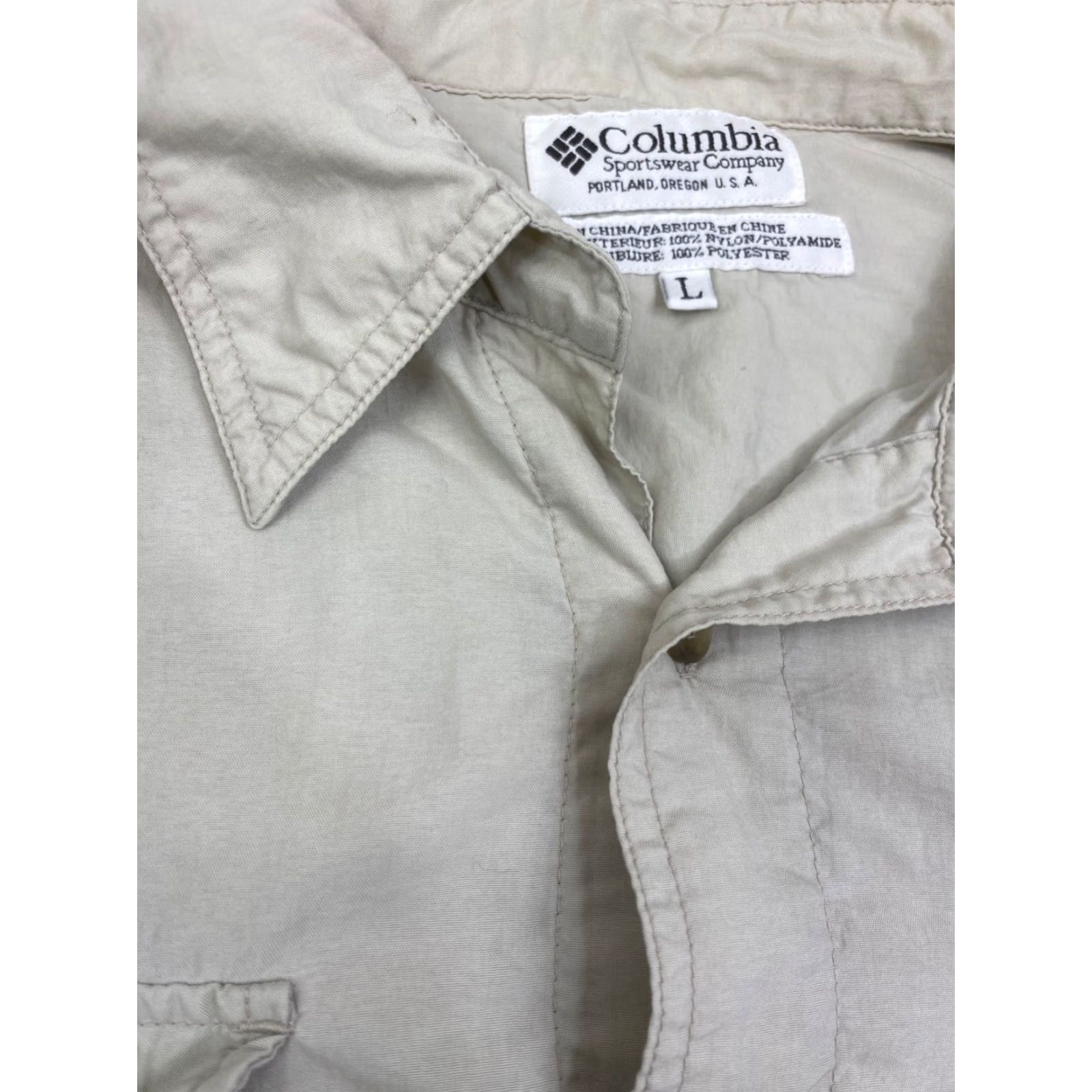Vintage Columbia Button-Up Shirt Mens L Long Sleeve Beige Outdoor Shopping Size US L / EU 52-54 / 3 - 5 Thumbnail