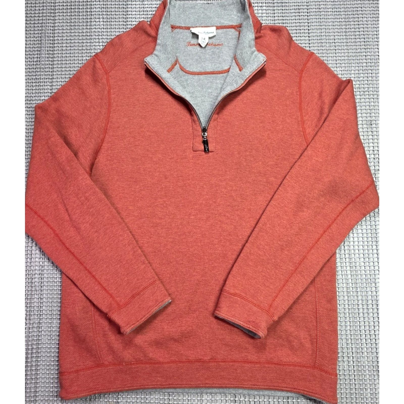 Tommy Bahama Tommy Bahama Sweater Men L Red/Gray Pullover 1/4 Zip Reversible Sweatshirt Size US L / EU 52-54 / 3 - 3 Thumbnail