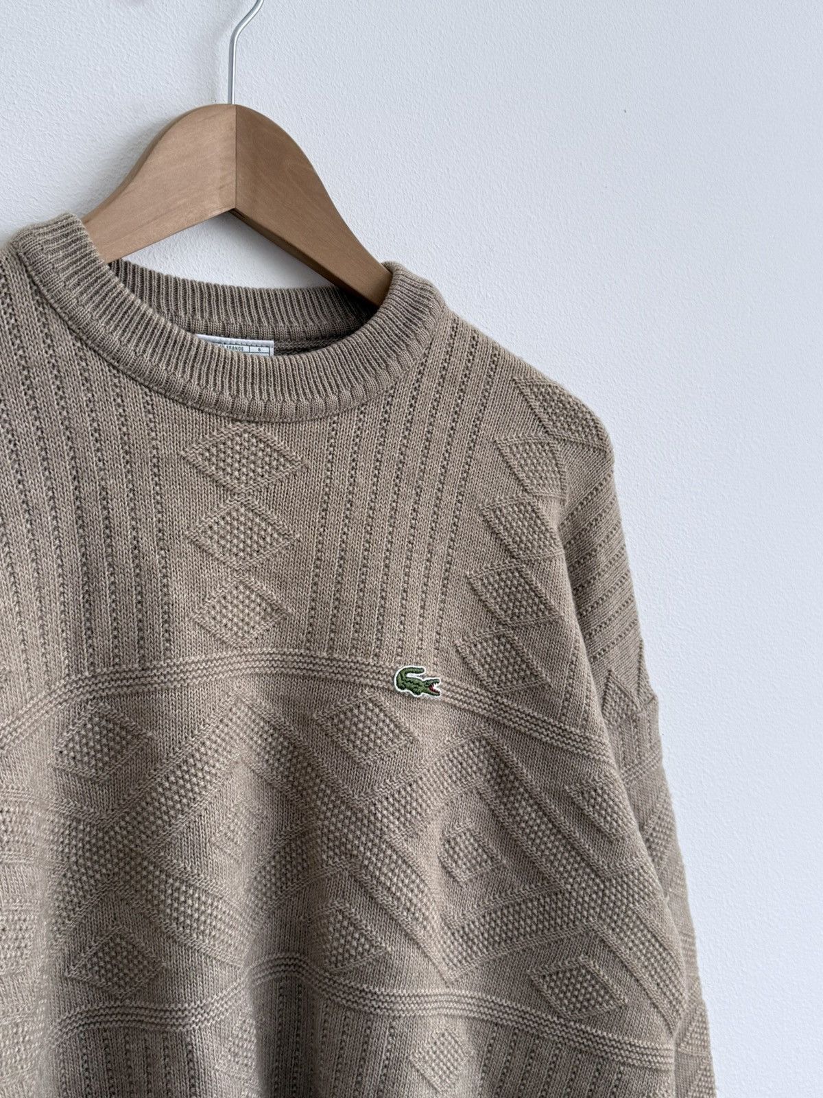 Lacoste Vintage 90s Lacoste Brown 3D Knit Sweater Size US L / EU 52-54 / 3 - 4 Thumbnail