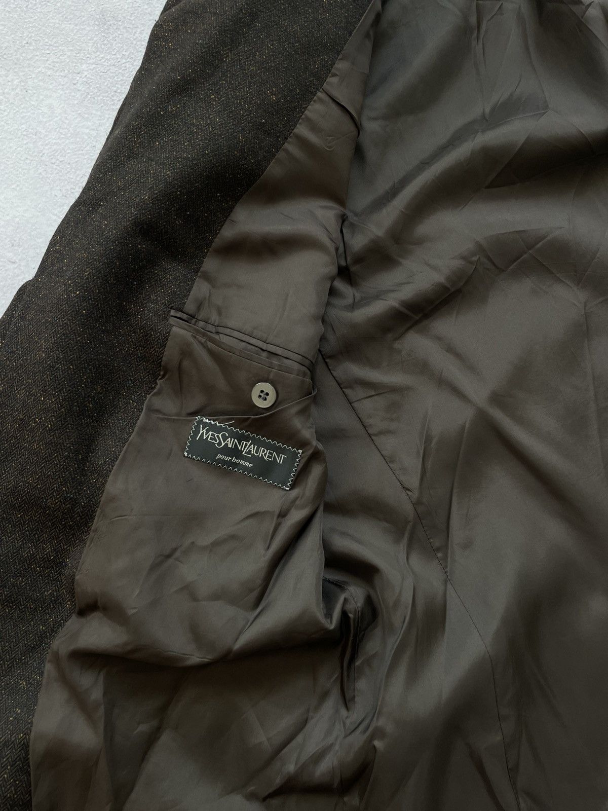 Vintage × Yves Saint Laurent Vintage YVES SAINT LAURENT Blazer Jacket Mens Size 52 Brown Size 52S - 7 Thumbnail