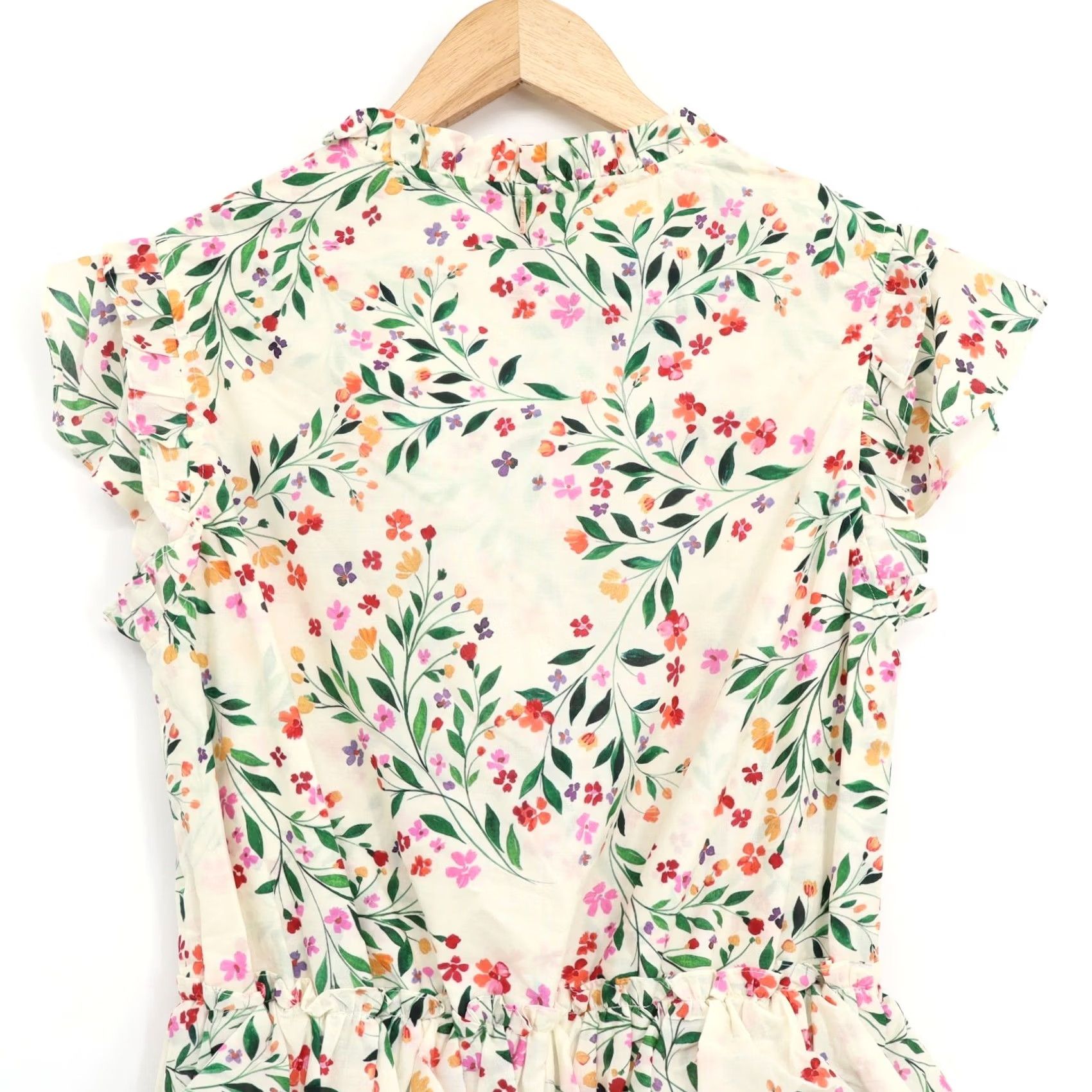 MISA Los Angeles MISA Los Angeles Iliana Mini Dress XS Cotton New V-Neck Short Sleeve Ruffle Floral 100% Cotton Casual Party/Cocktail Womens Size XS / US 0-2 / IT 36-38 - 4 Thumbnail