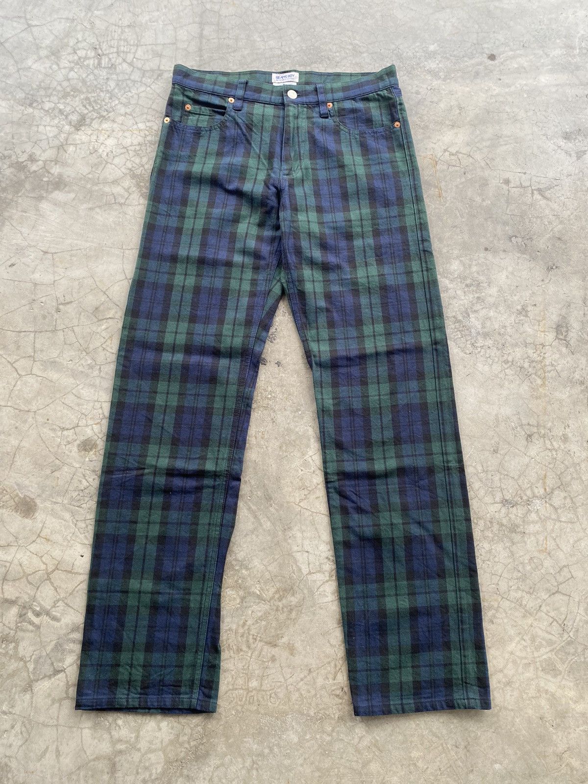 Vintage Beams Boy Japan Tartan Plaid Jeans p177