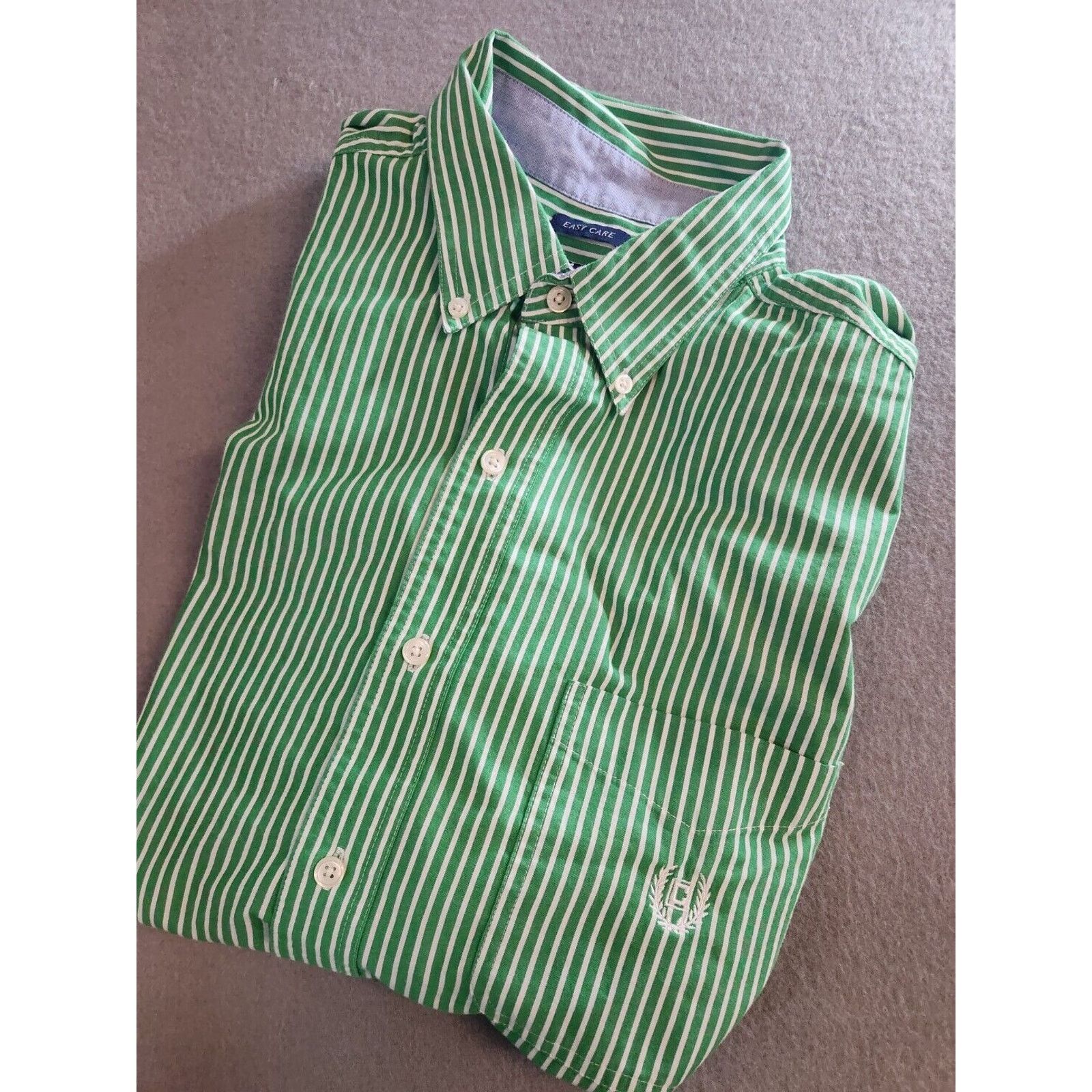 Chaps Mens Chaps Long Sleeve Green Striped Button Front Shirt Size US M / EU 48-50 / 2 - 1 Thumbnail