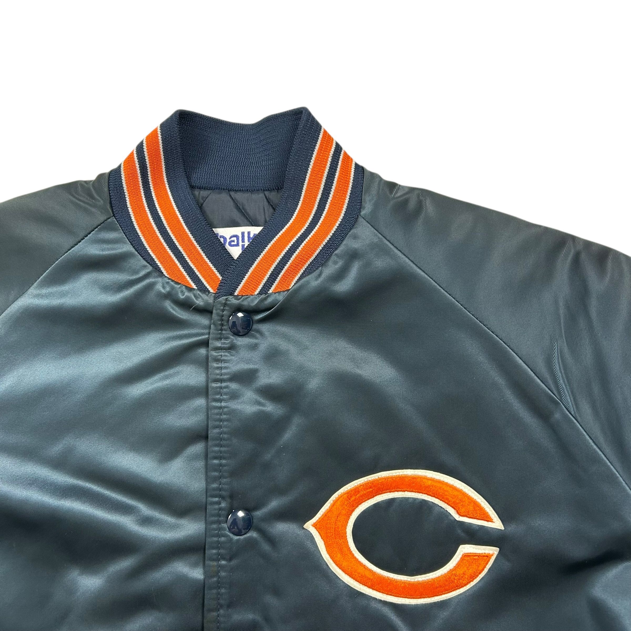 NFL VTG 90s CHICAGO BEARS CHALK LINE SATIN JACKET SPELL OUT Size US L / EU 52-54 / 3 - 4 Thumbnail