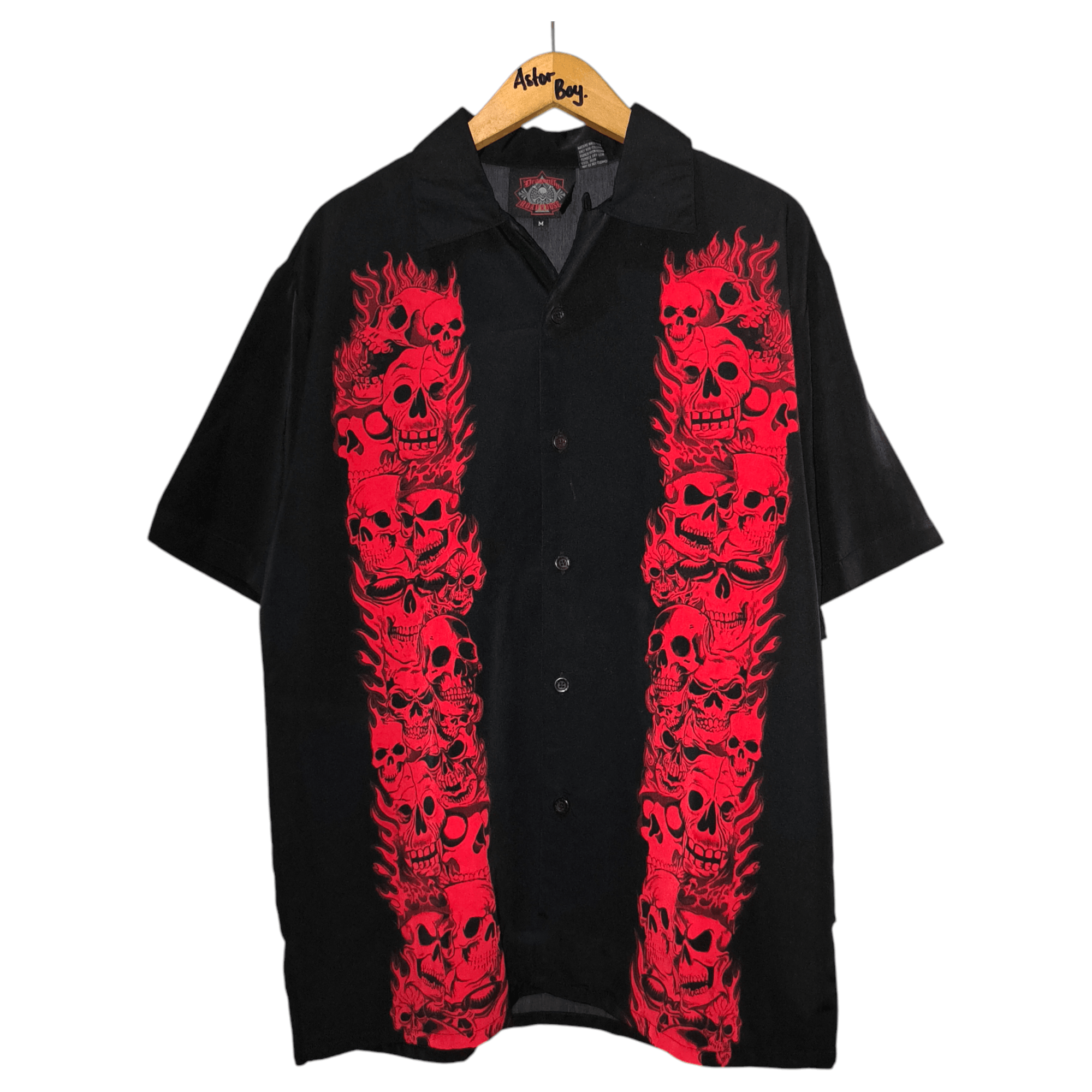 Dragonfly × Vintage Vintage Y2K Dragonfly Flamming Skull Shirt Size US L / EU 52-54 / 3 - 1 Thumbnail
