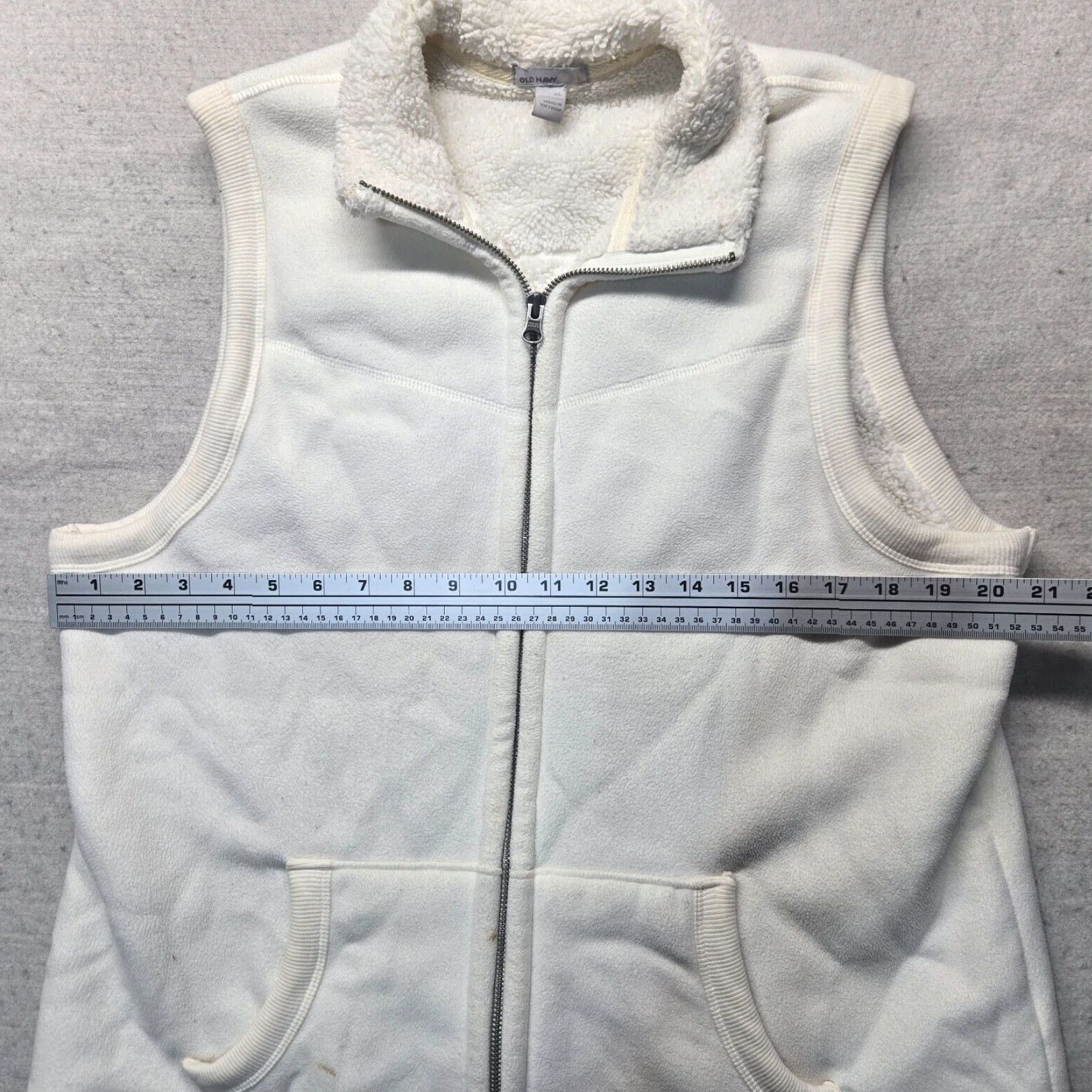 Old Navy Old Navy Vest Shirt Adult XL White Fleece Full Zip Solid Clothing Womens 90s? Size XL / US 12-14 / IT 48-50 - 7 Thumbnail